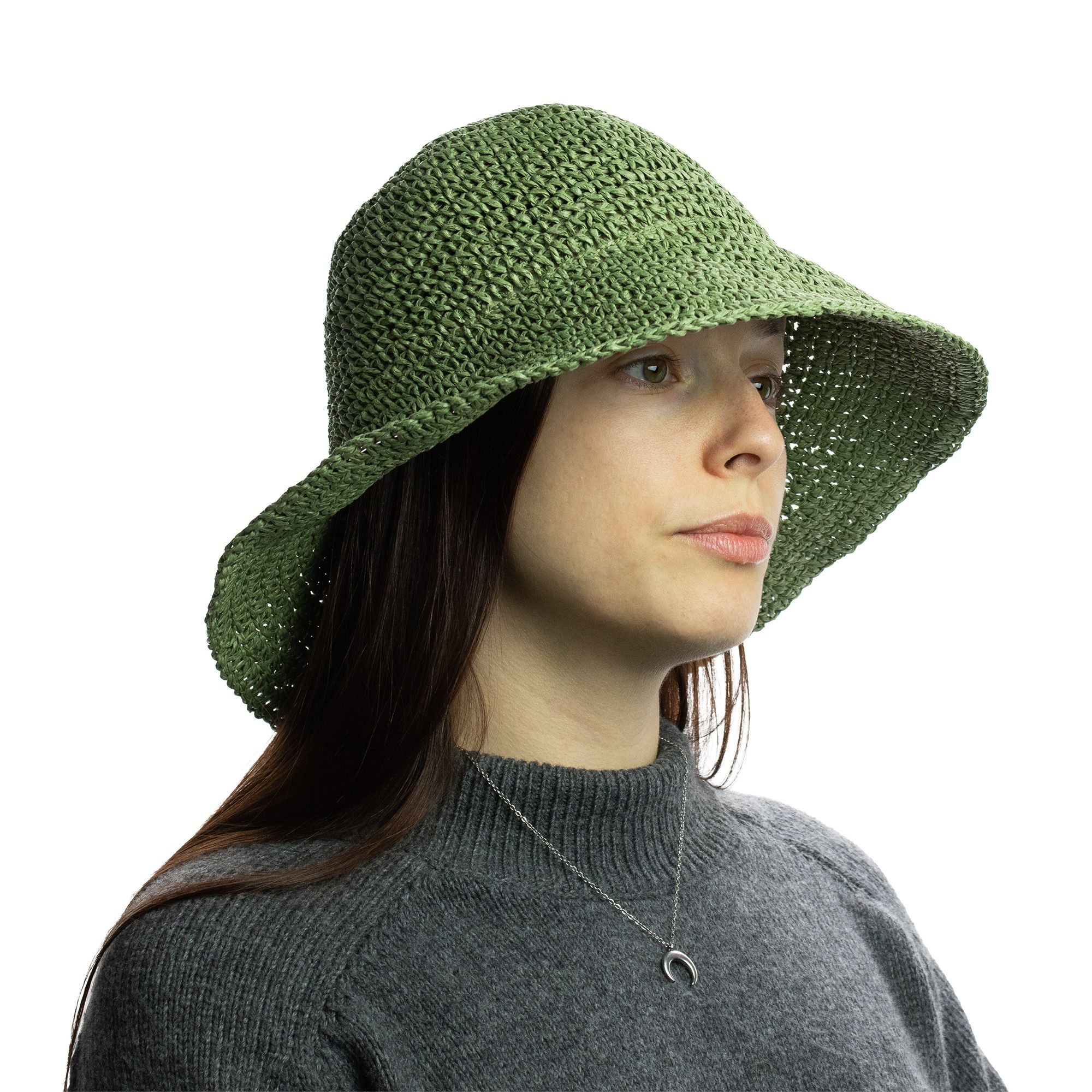 Nomad Sari Floppy Straw Sun Hat - Moss Green - Image 6