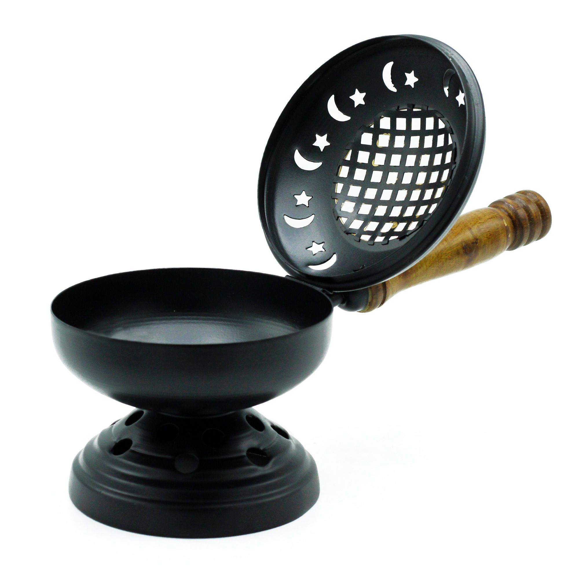 Large Iron Censer on Stand Incense Burner - Gold detail - Image 2
