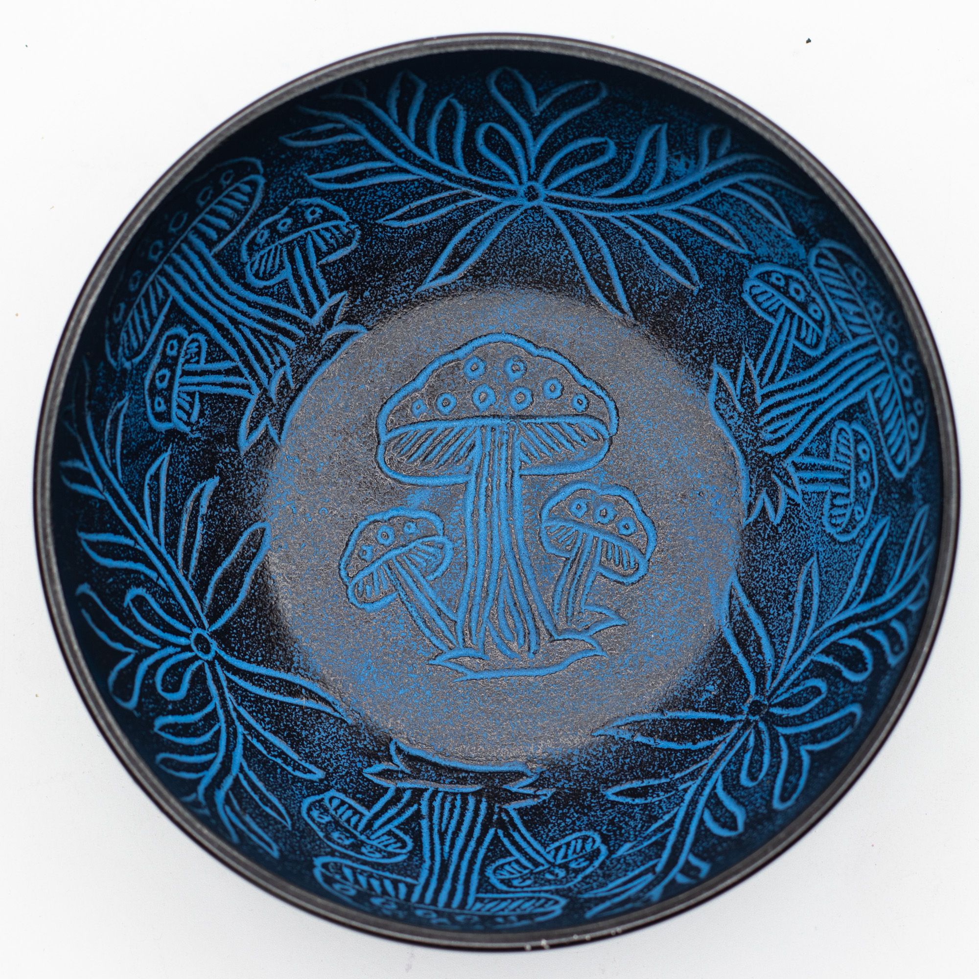 Aluminum Singing Bowl - Magic Mushroom - Blue (20cm) - Image 3