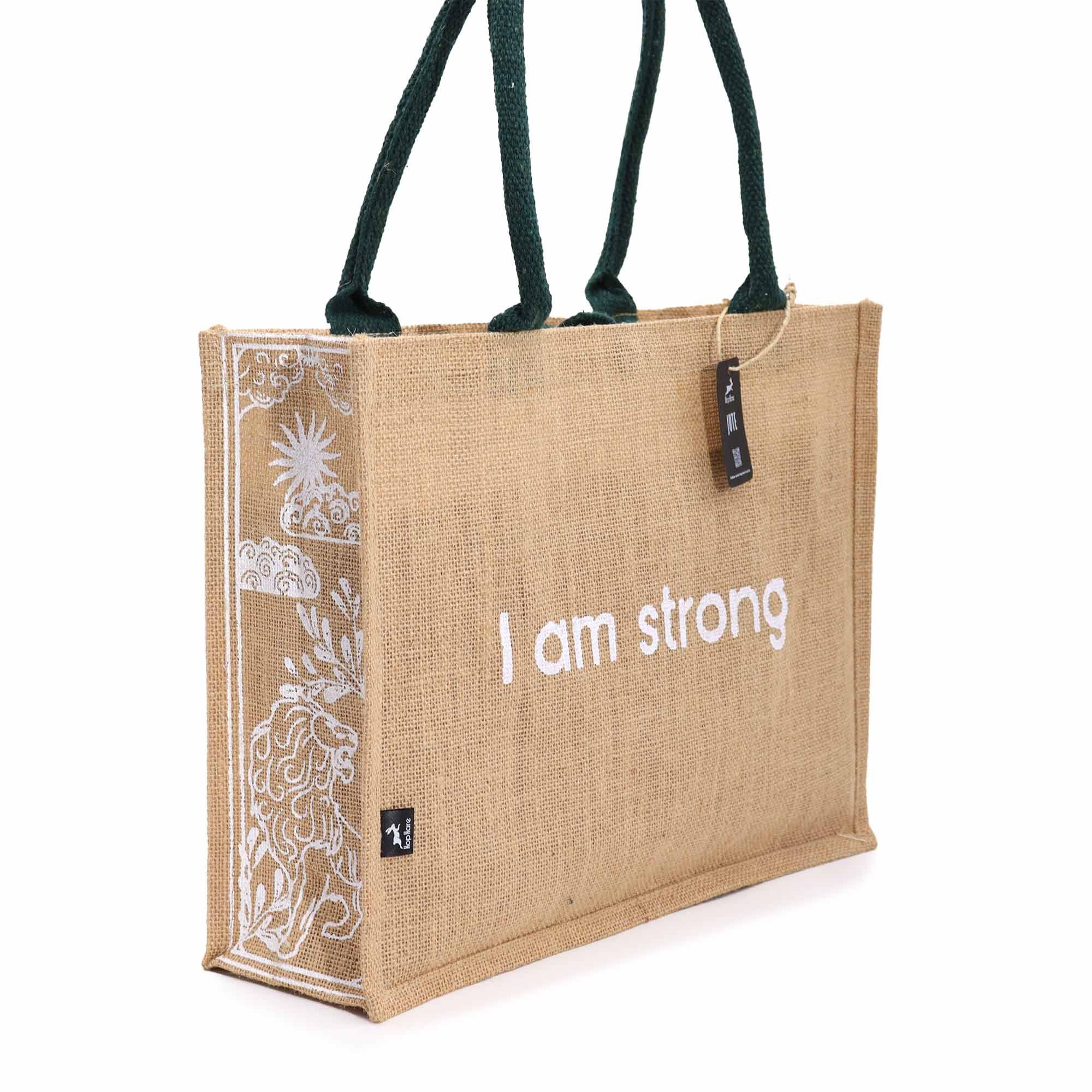Hop Hare Jute Big Bag - I am Strong - Image 5
