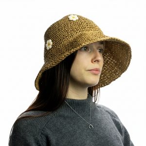 Nomad Sari Floppy Straw Sun Hat - Coffee & Daisies