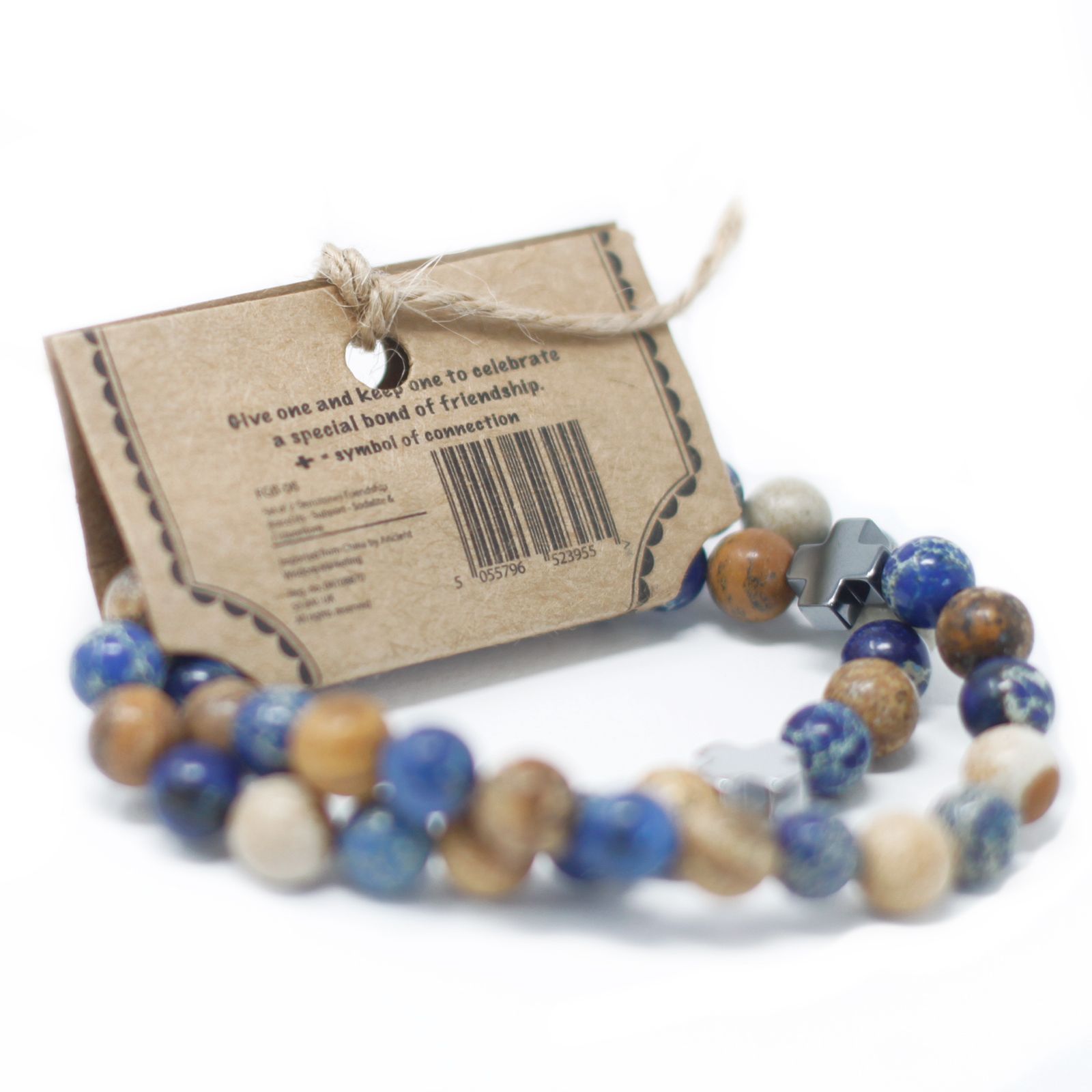 Set of 2 Gemstones Friendship Bracelets - Eternity - Leopard Skin Jasper & Lava Stone - Image 9