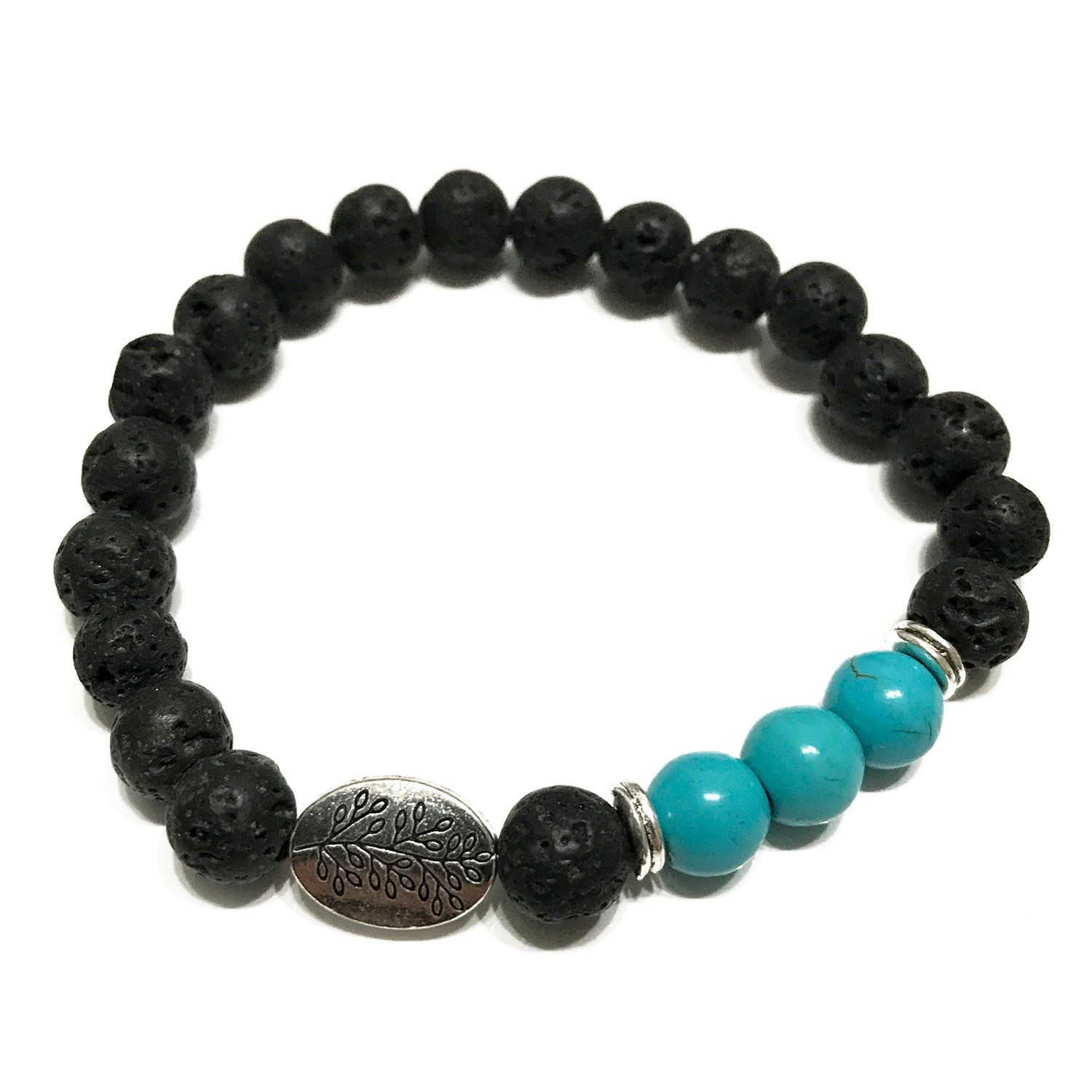 Lava Stone Bracelet - Leaf Turquoise - Image 3