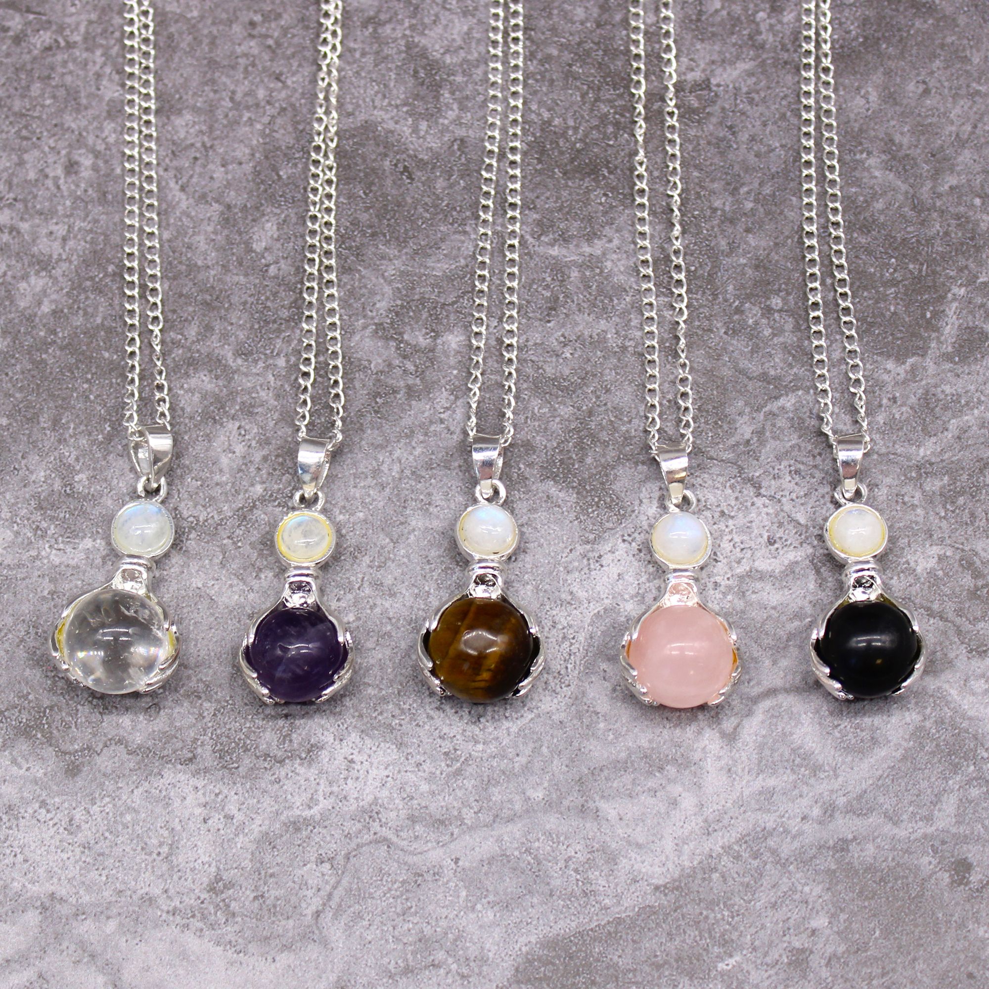 Gemstone Healing Hands Pendant - Black Agate - Image 3