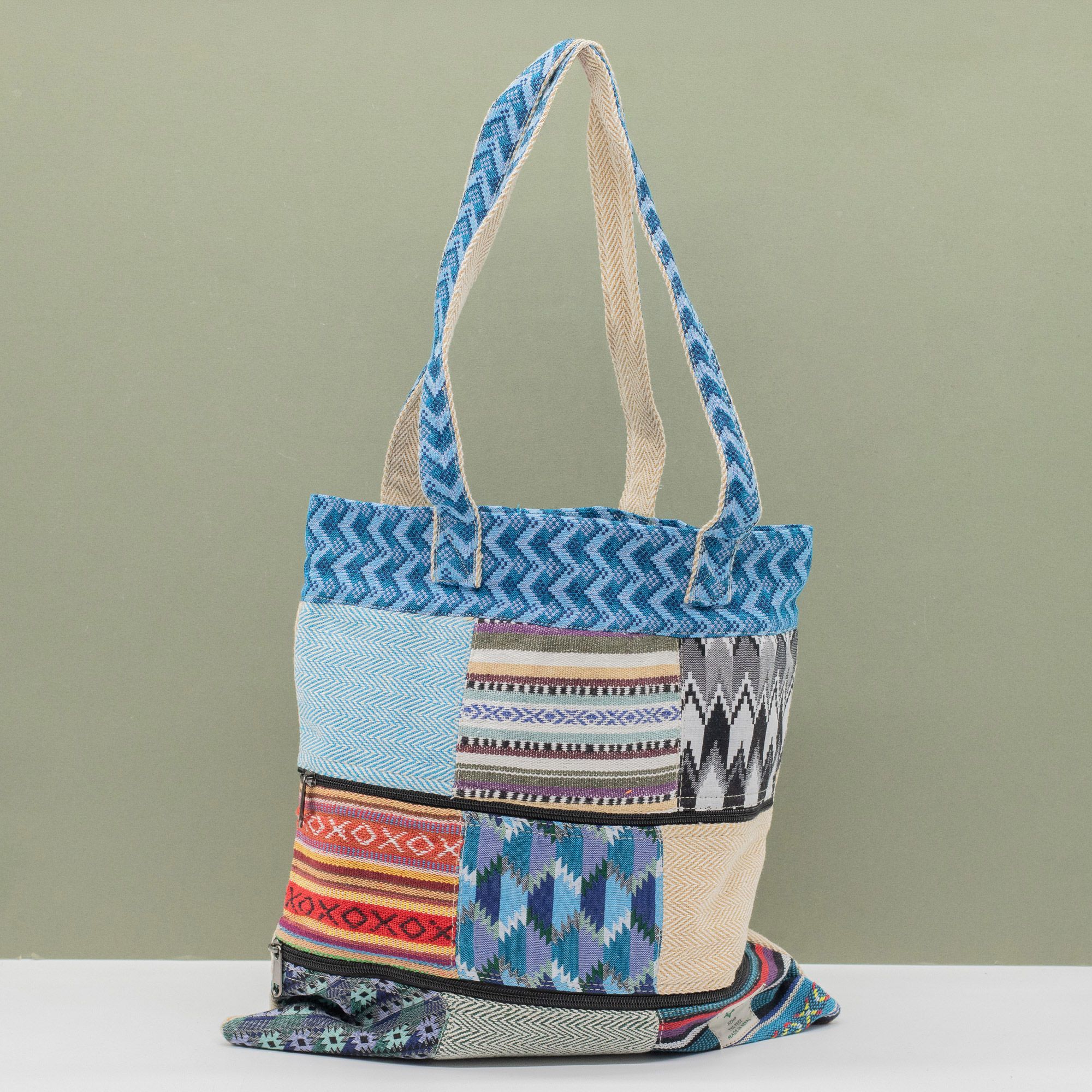 Patchwork Kathmandu Tote Bag - Dhaka Design (37x38cm) - Image 6