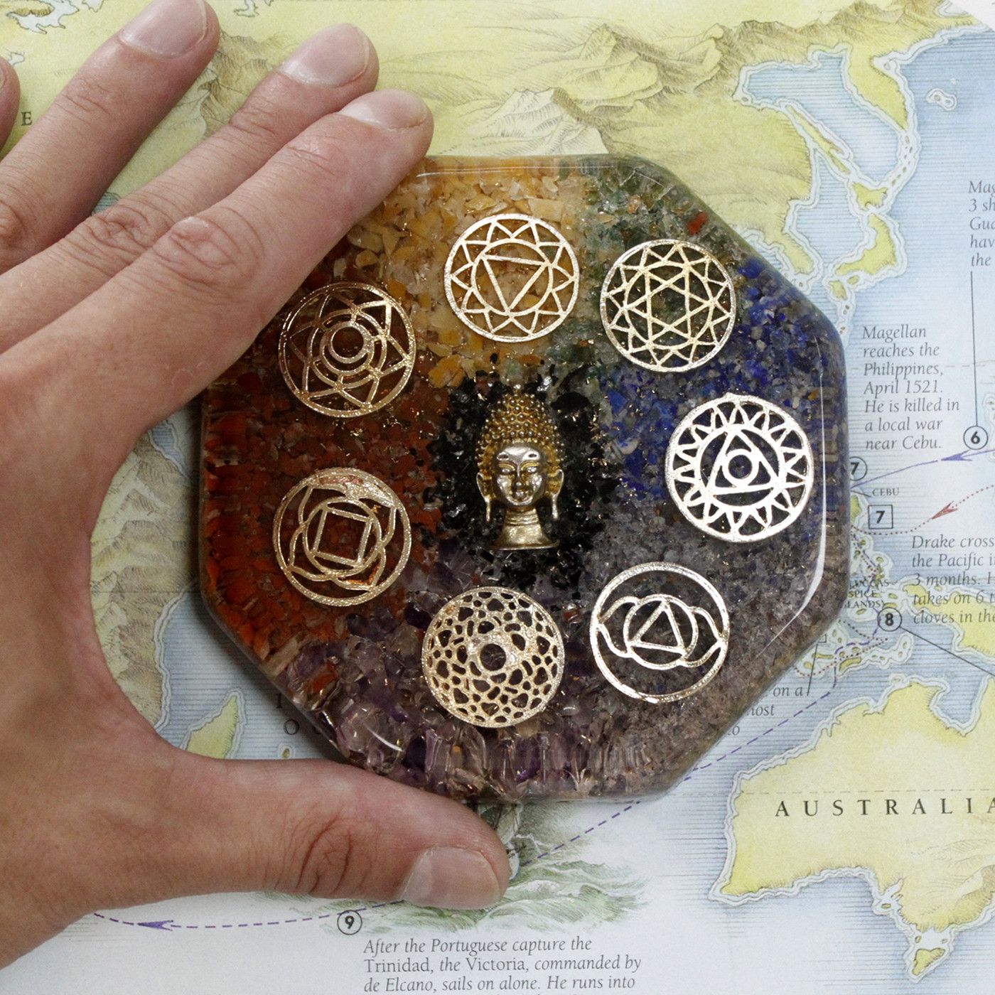 Orgonite Desk Power Packs - Hamsa with Sellonite - Med - Image 3