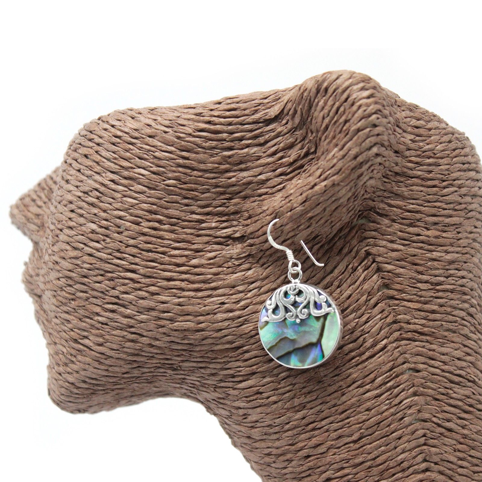 Shell & Silver Earrings - Classic Disc - Abalone - Image 6