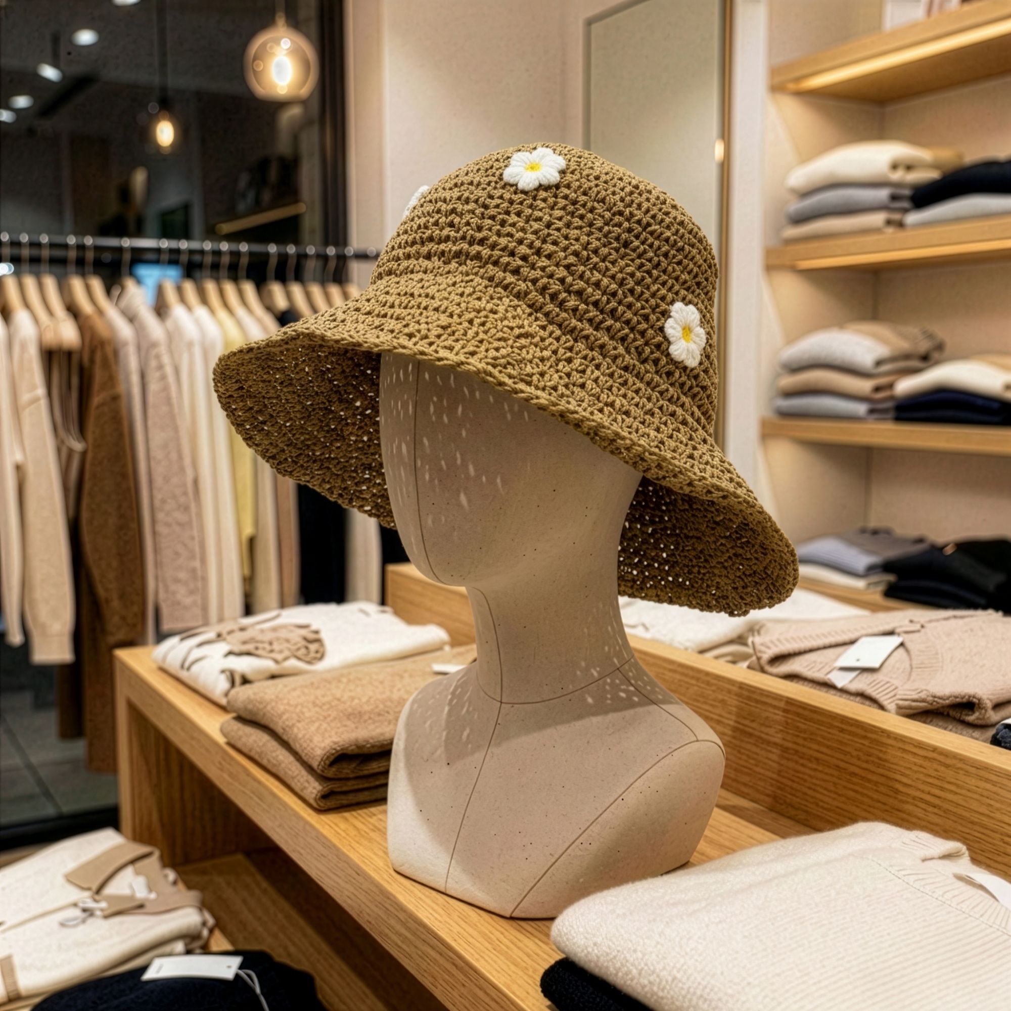 Nomad Sari Floppy Straw Sun Hat - Coffee & Daisies - Image 6