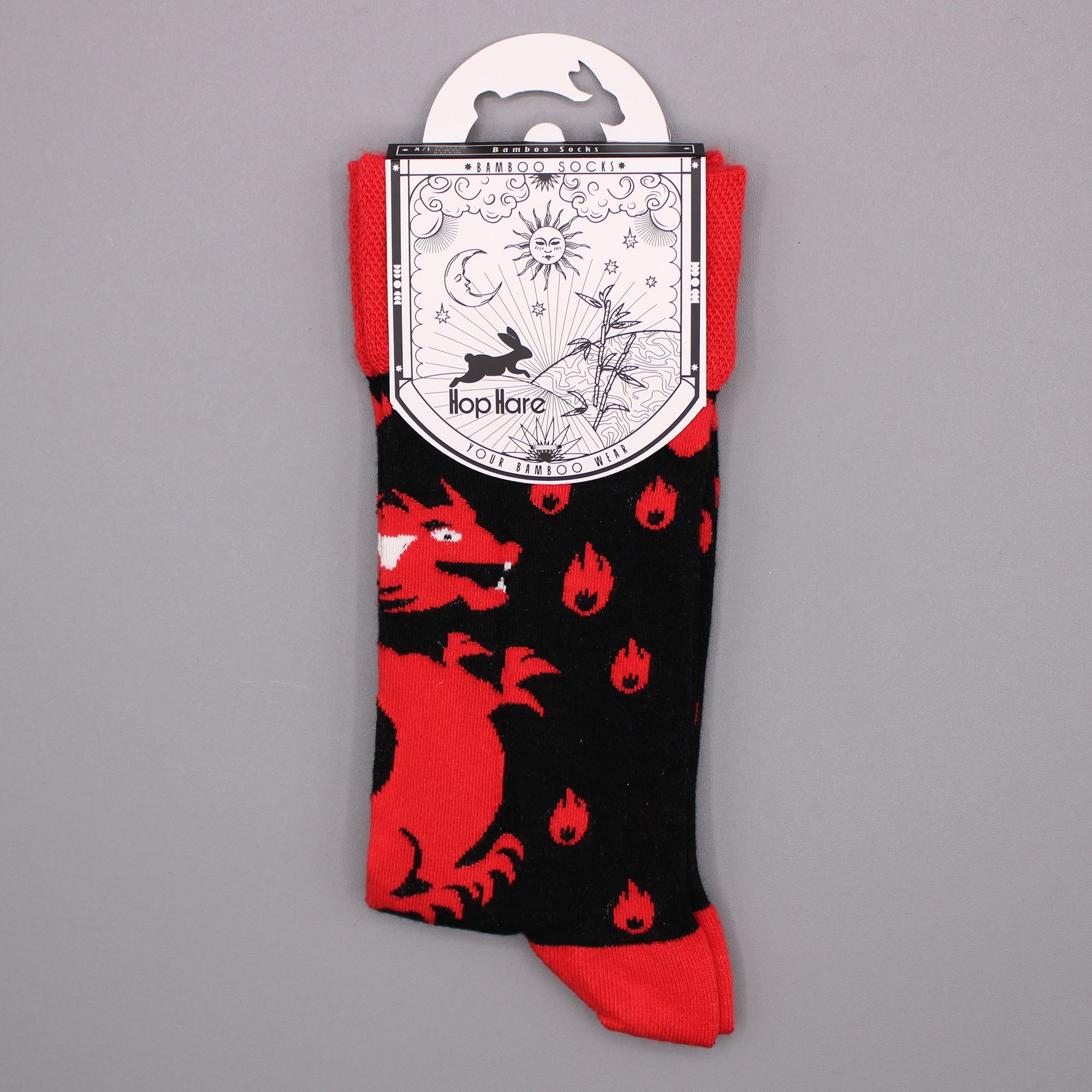 Hop Hare Bamboo Socks S/M - Red Dragons - Image 3