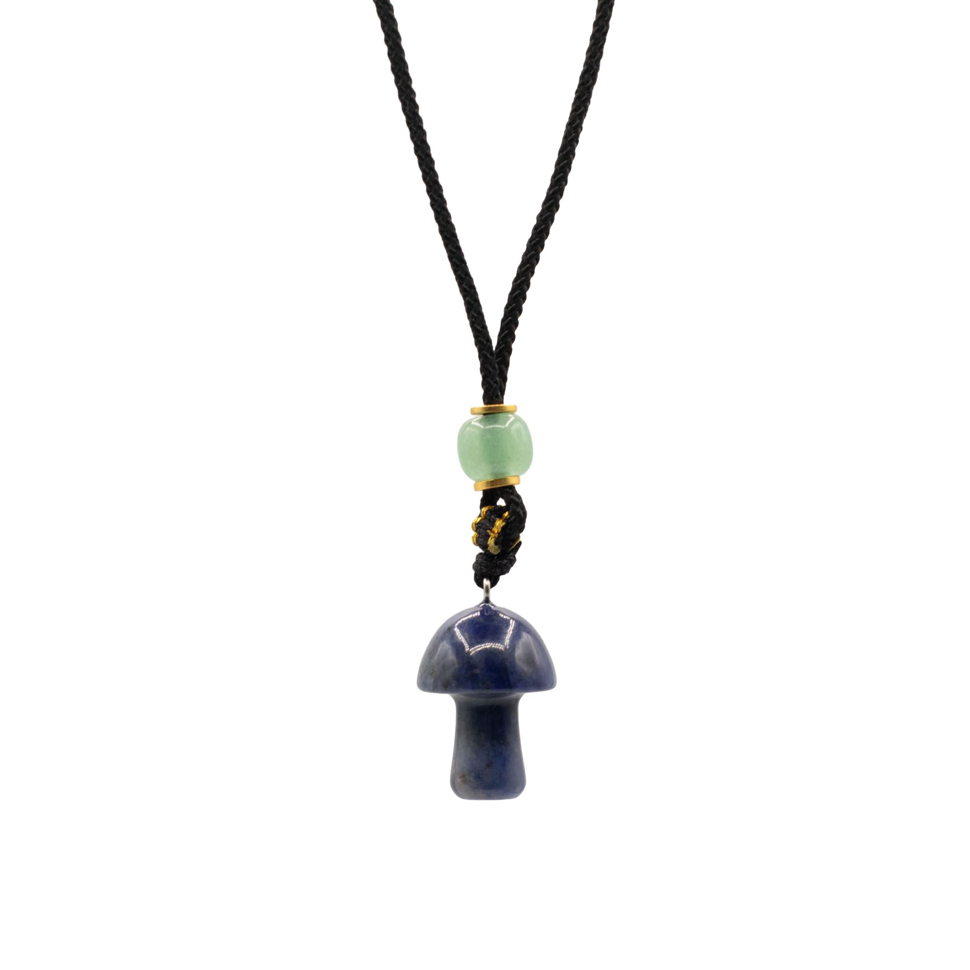Cord Necklace Gemstone Pendant - Sodalite Mushroom - Image 4