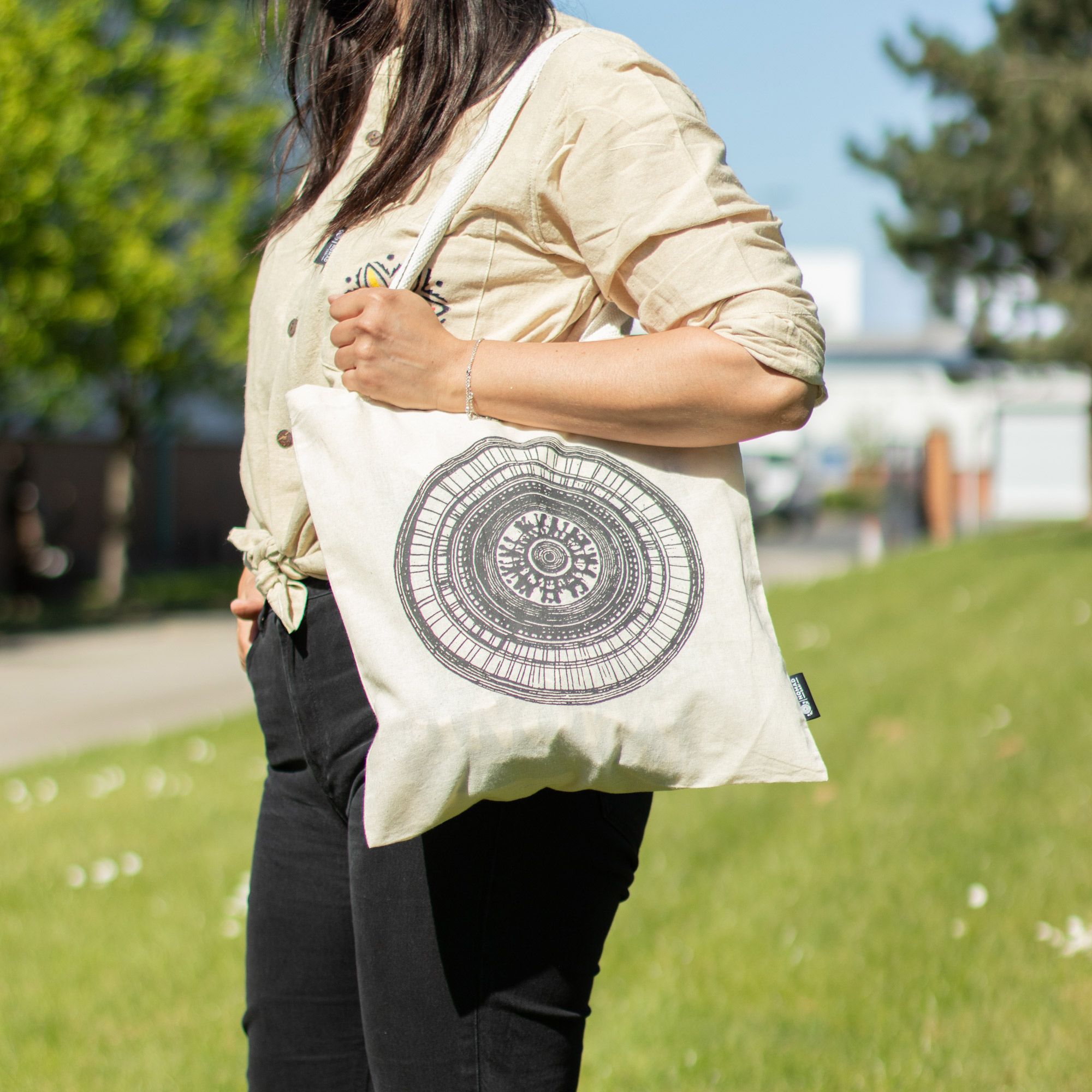 Nomad Sari Iconic Basic Tote Bag - Urban Mandala - Natural 4oz - Image 6