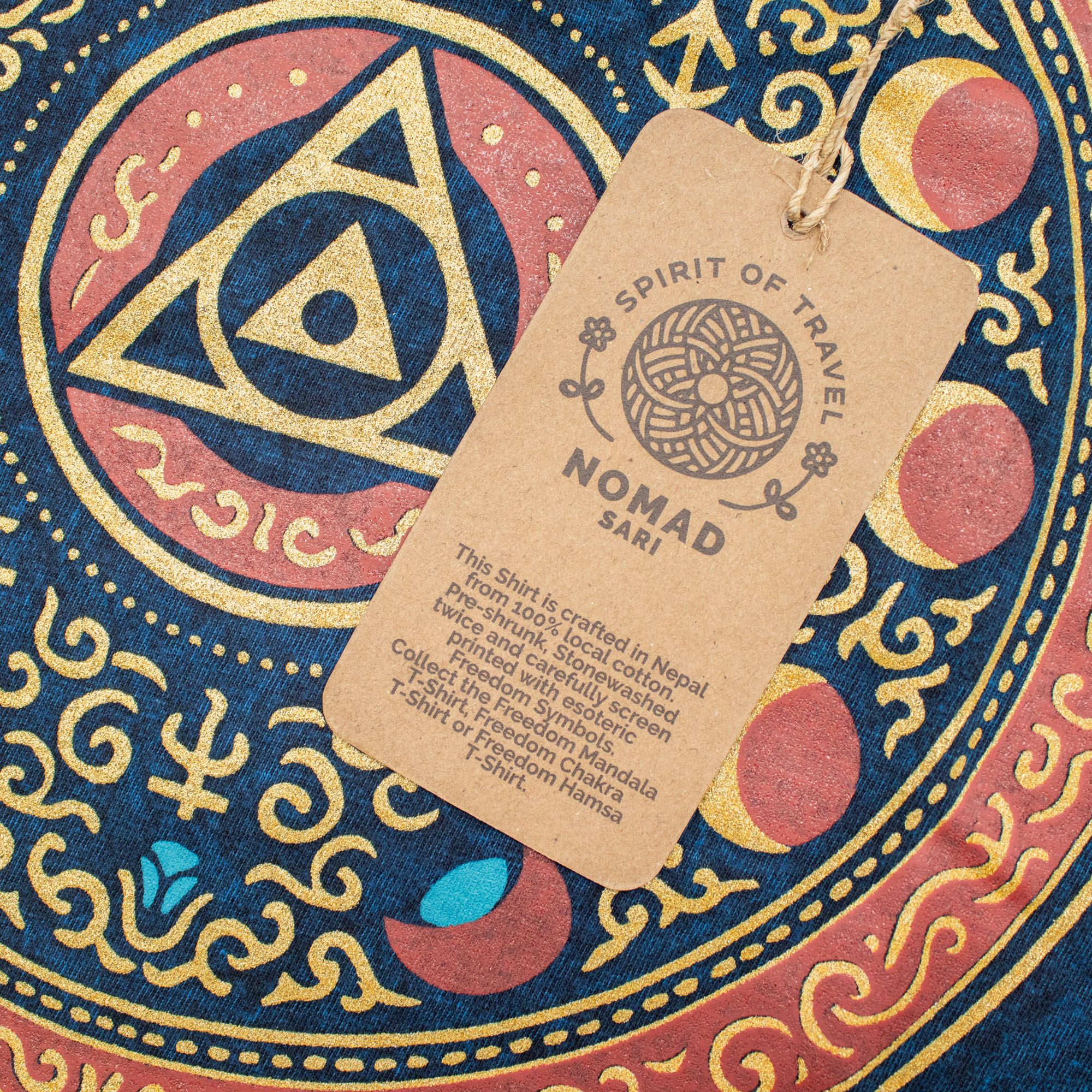 Nomad Sari Stonewashed Cotton T-Shirt - Stay Wild Moon Child - Blue - Small - Image 5