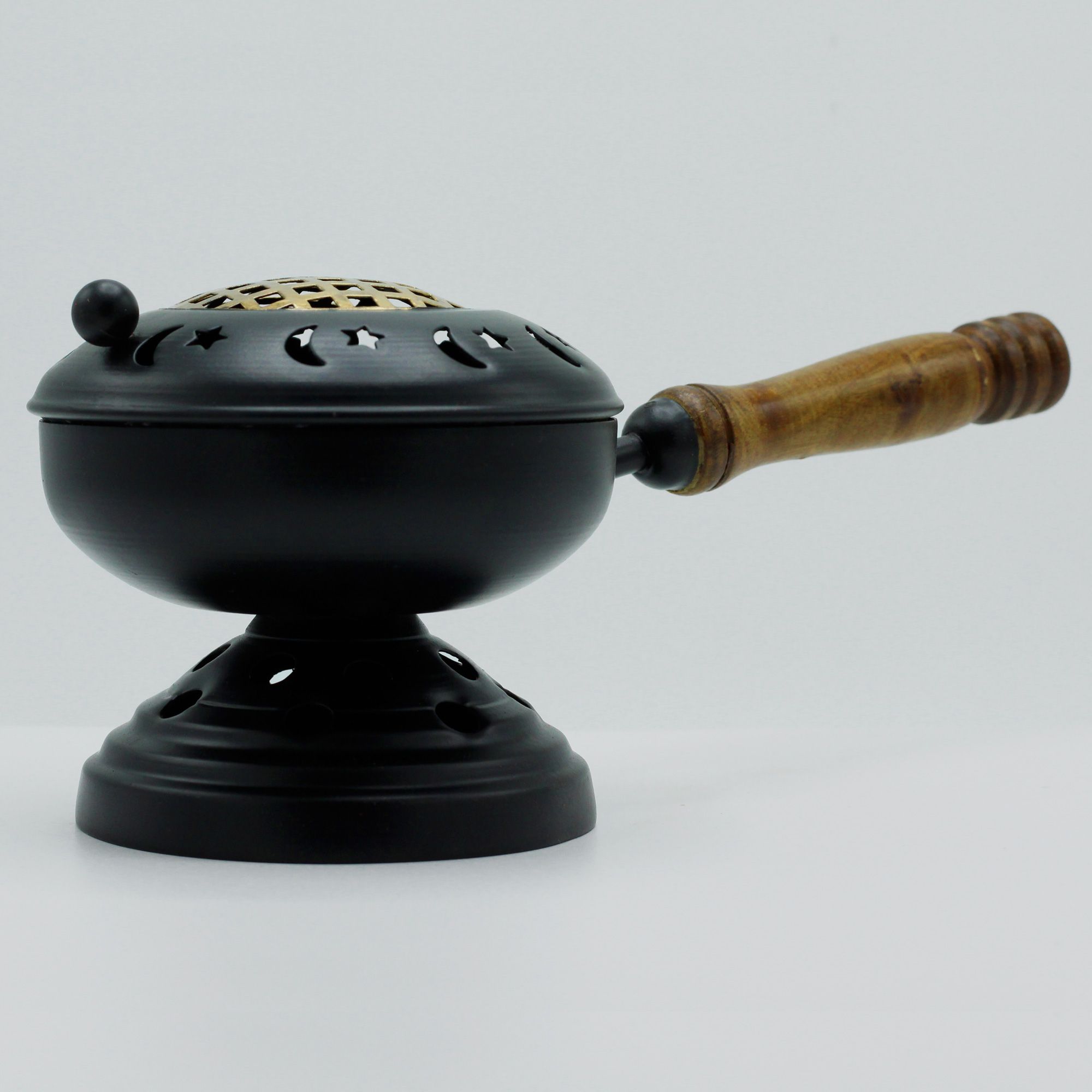 Large Iron Censer on Stand Incense Burner - Gold detail - Image 3
