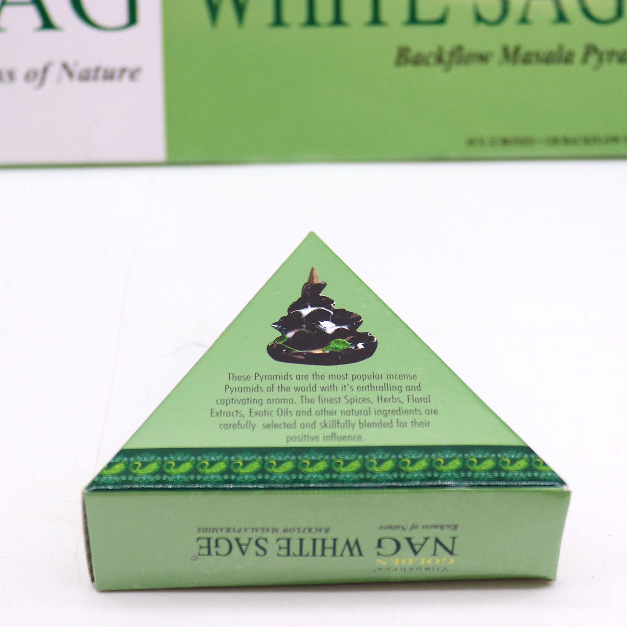 42g Jumbo Golden Nag - White Sage Backflow Incense Cones - Image 3
