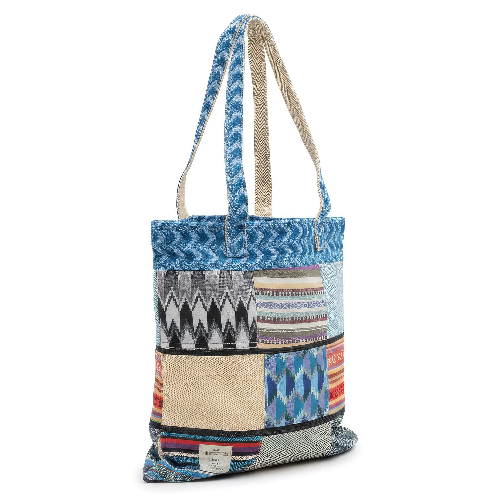Patchwork Kathmandu Tote Bag - Dhaka Design (37x38cm) - Image 5