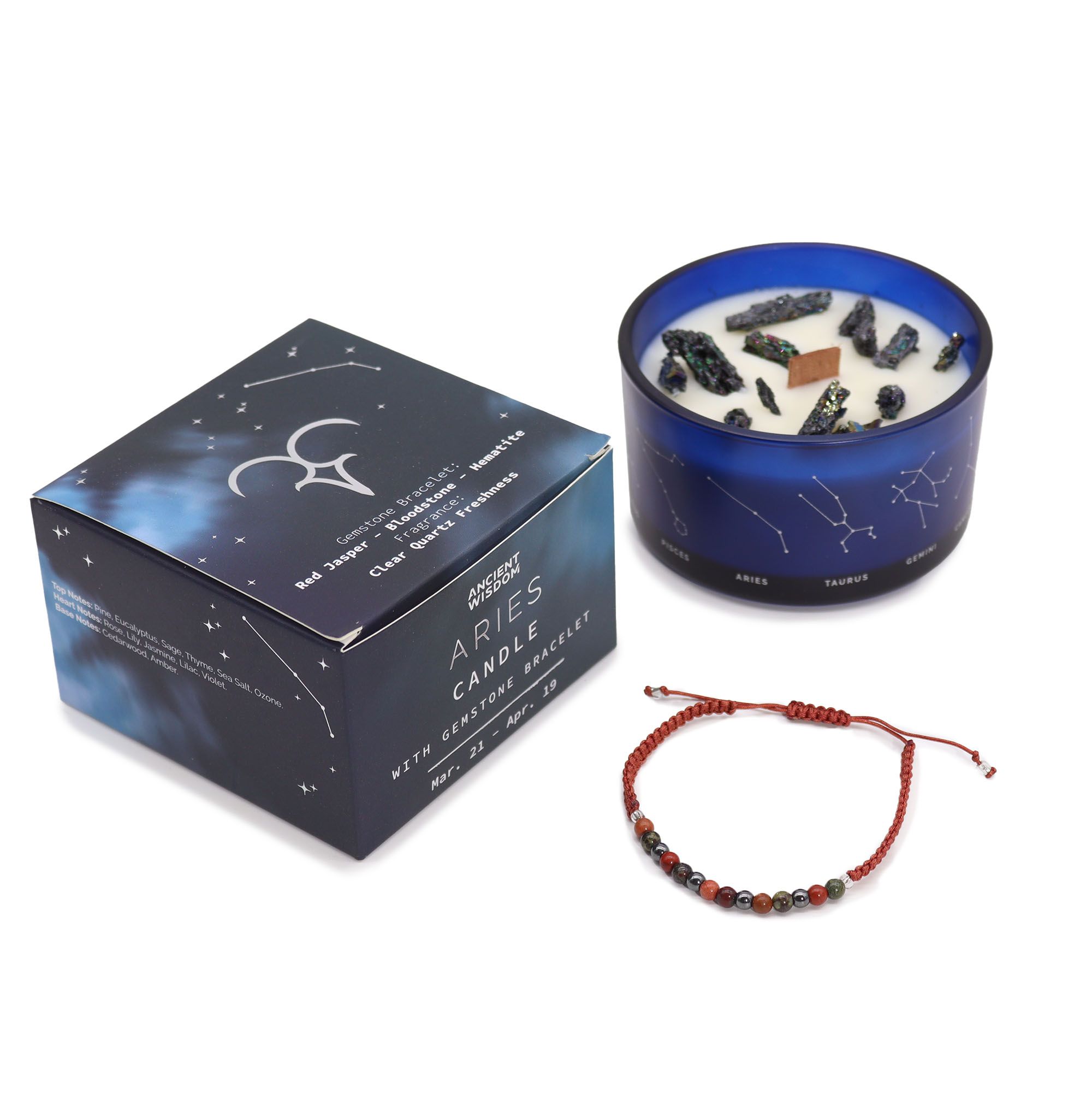Zodiac Crystal Candle with Gemstone Bracelet - Aries - Image 6