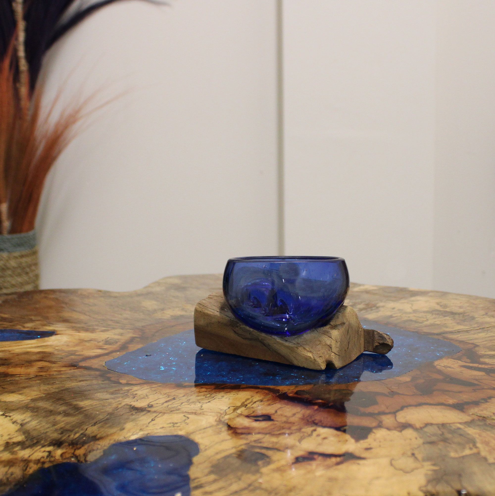 Tamarind and Resin Coffee Table - Sky Blue - Image 2