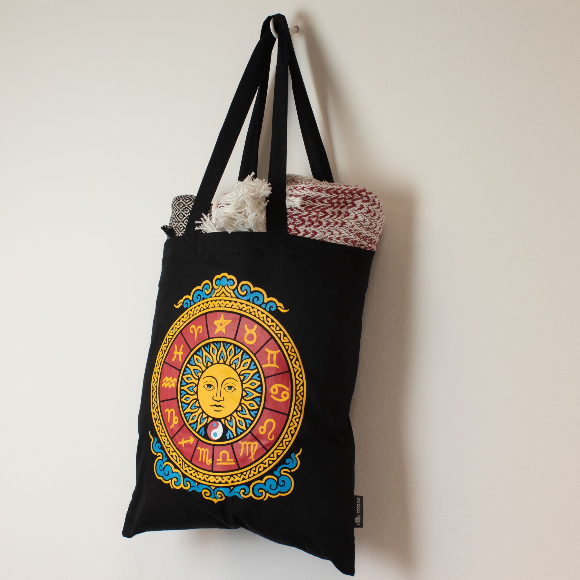 Iconic Classic Tote Bag - Zodiac Sun - Black 6oz - Image 5