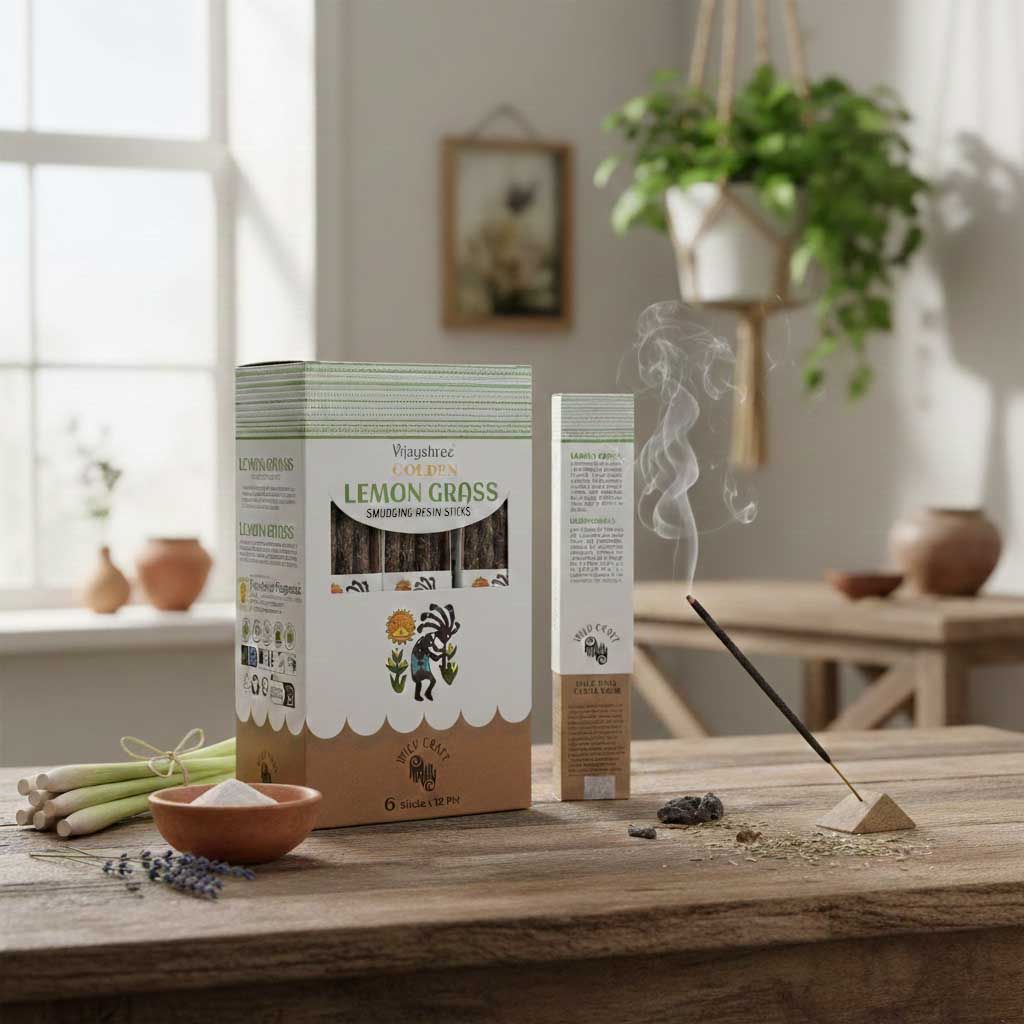 Golden Lemon Grass Smudging Resin Sticks - 30g - Image 3