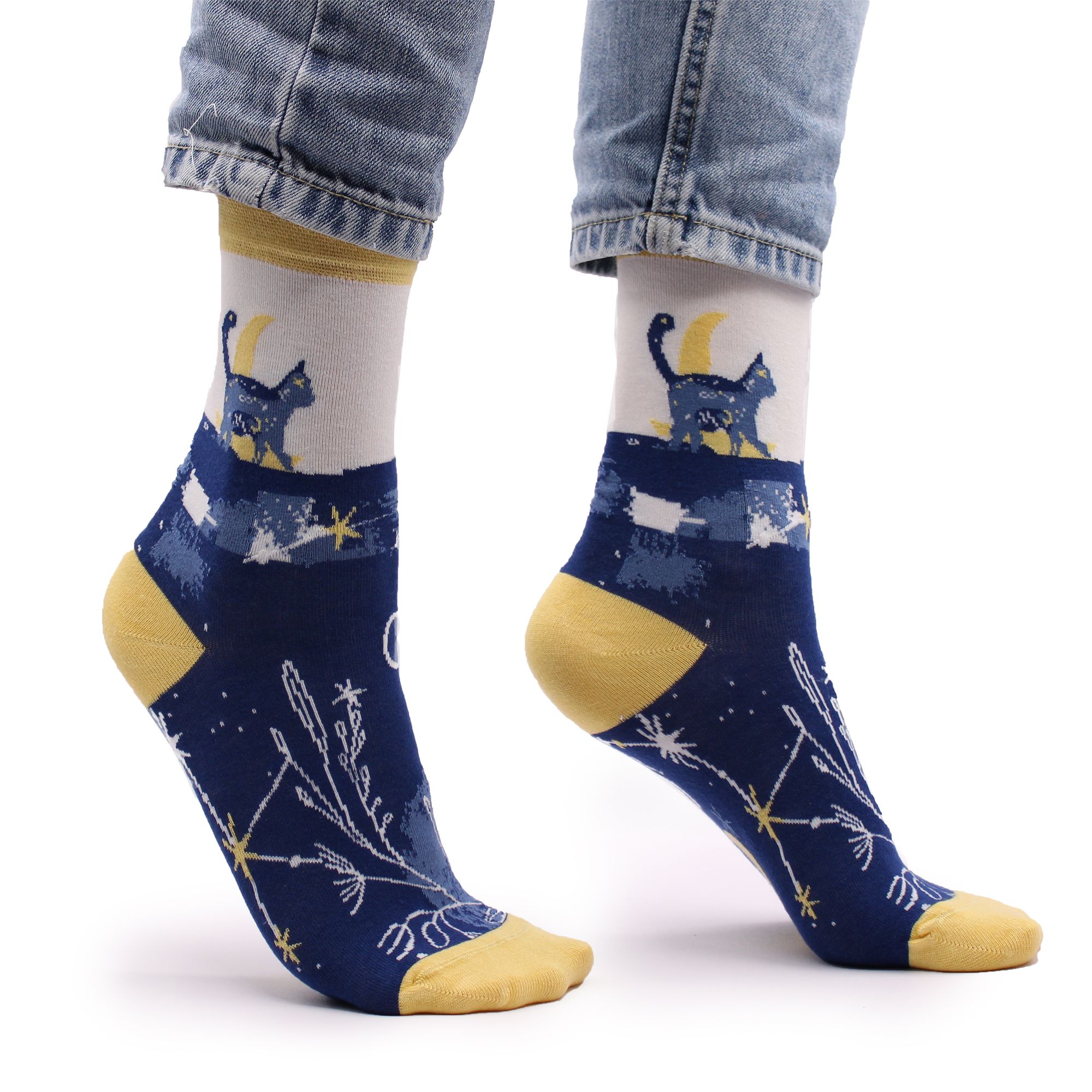 Hop Hare Bamboo Socks S/M - Midnight Cat - Image 6