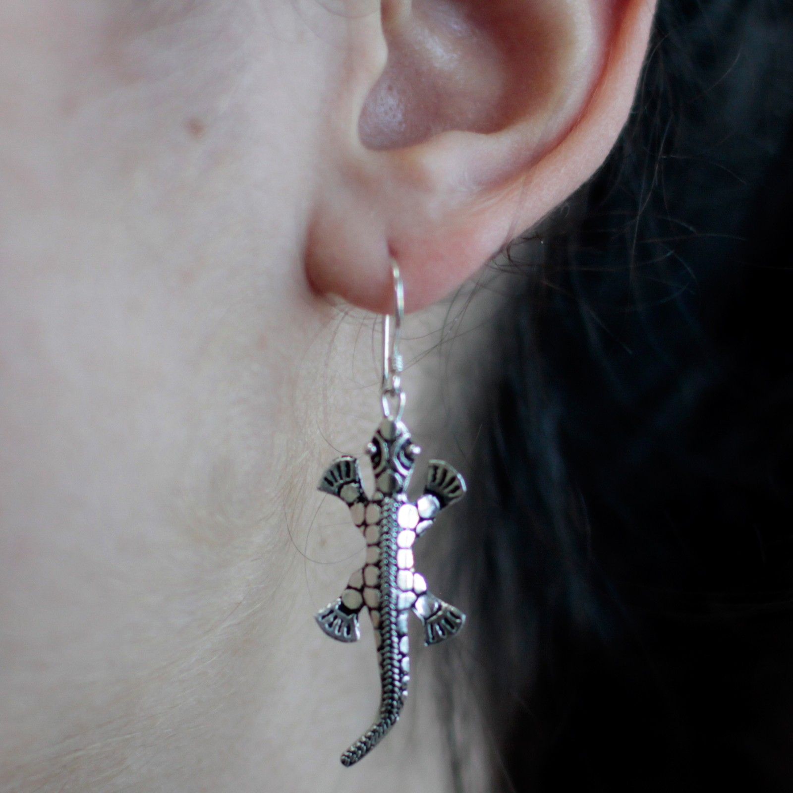 Silver Earrings - Lizards - Image 2