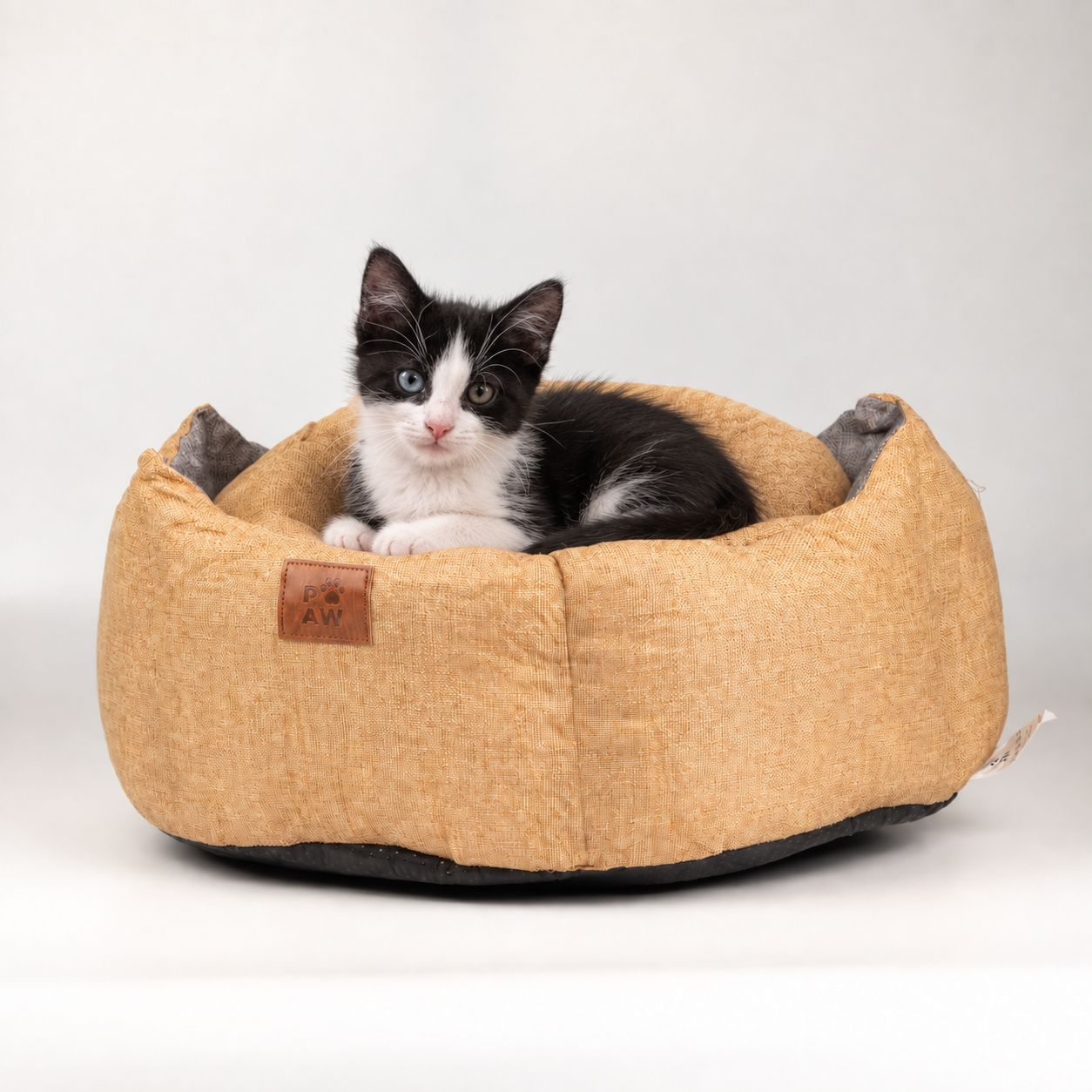 Paw Bed – Medium Royal Crown – Sand & Grey – 50 × 50 × 26cm - Image 5