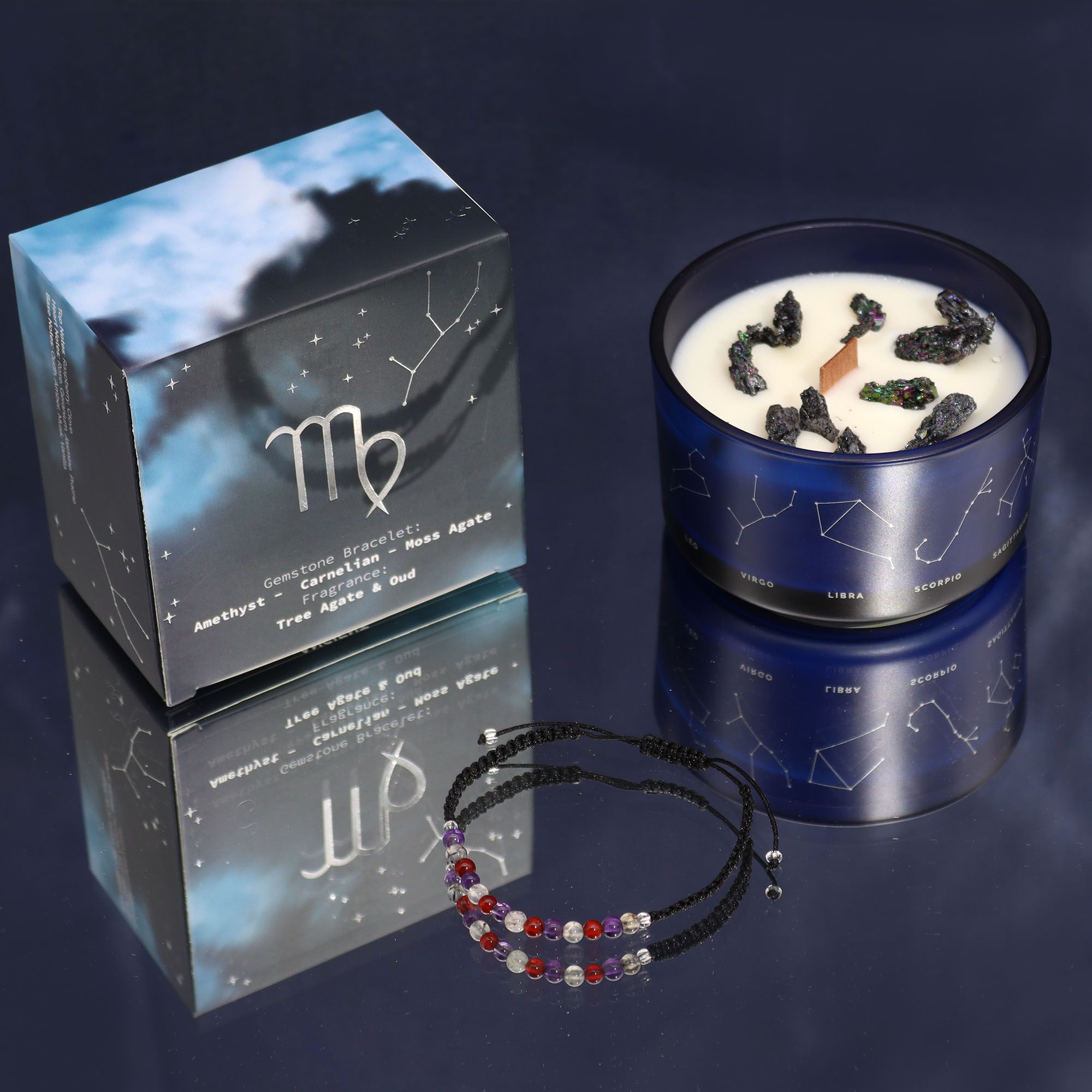 Zodiac Crystal Candle with Gemstone Bracelet - Virgo - Image 4