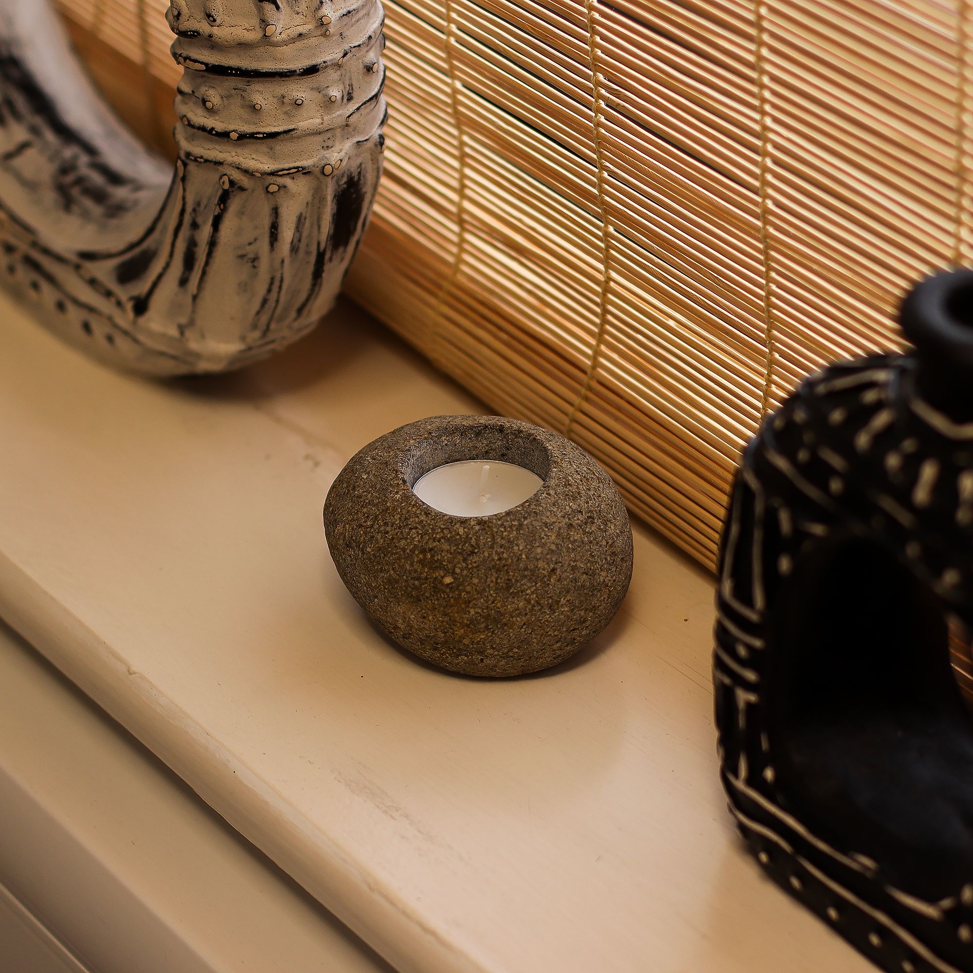 Natural Riverstone Candle Holder - Single Nightlight - Image 3