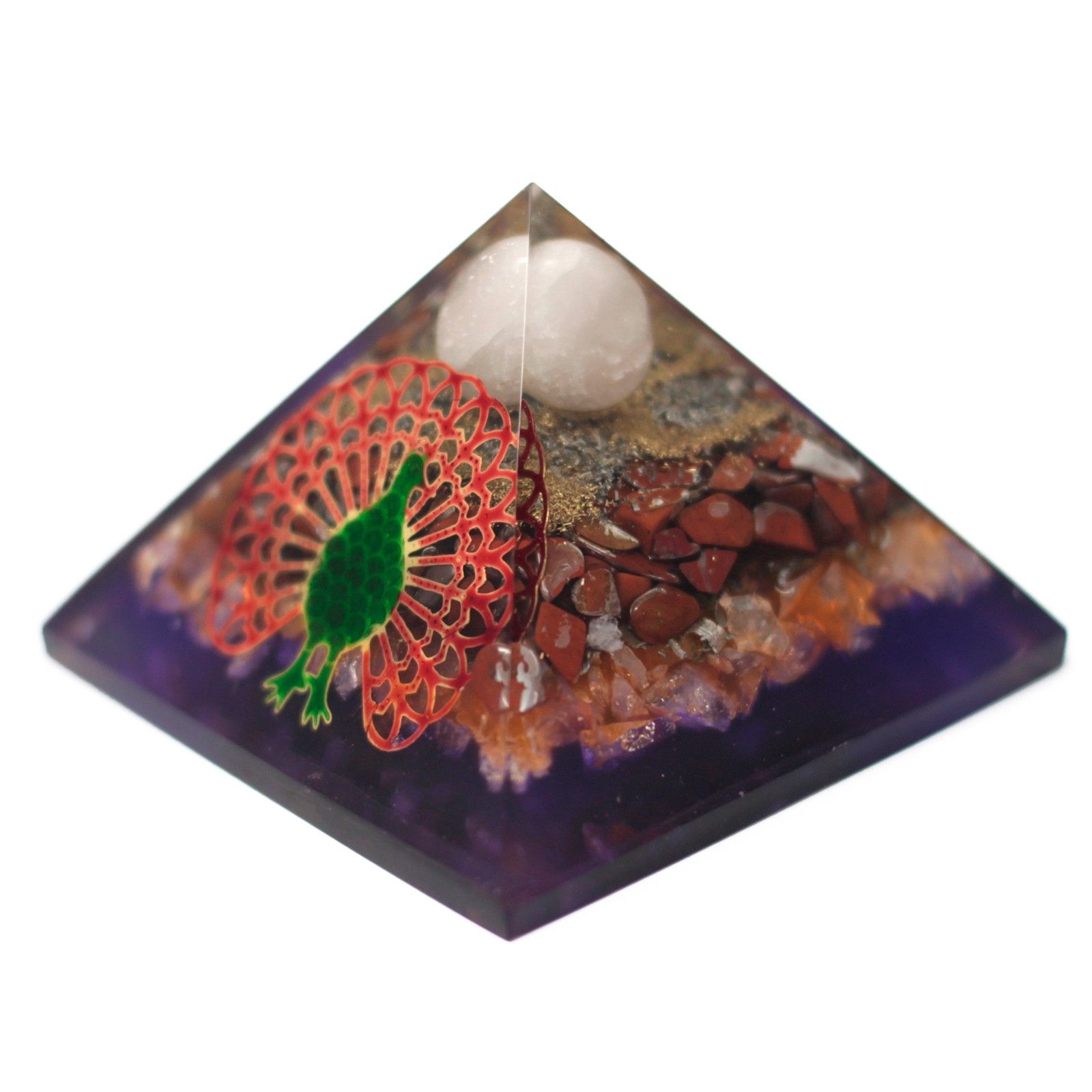 Lrg Organite Pyramid 80mm - Peacock - Image 3