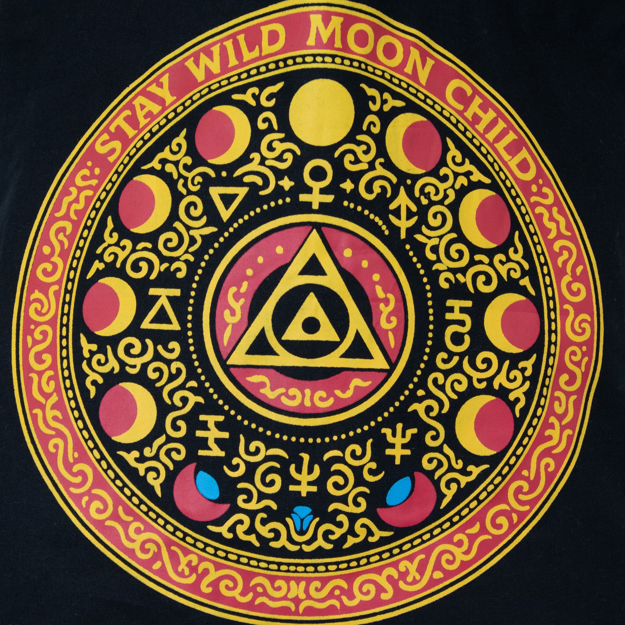 Iconic Classic Tote Bag - Luna Alchemy Wheel - Black 6oz