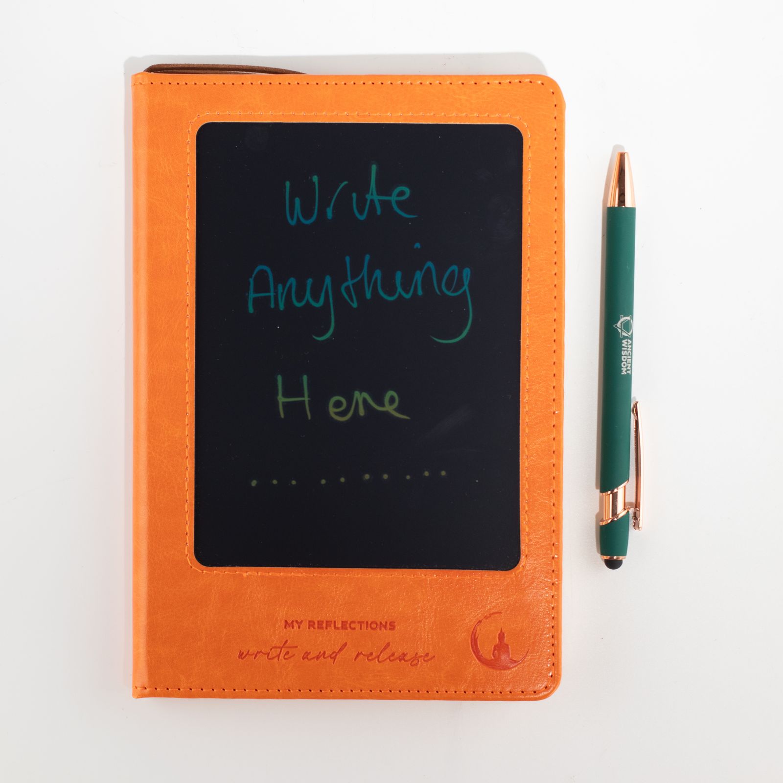 A5 Intention Note Book - LCD Wipe Screen - Orange Leather Effect - 160 Pages - Image 7