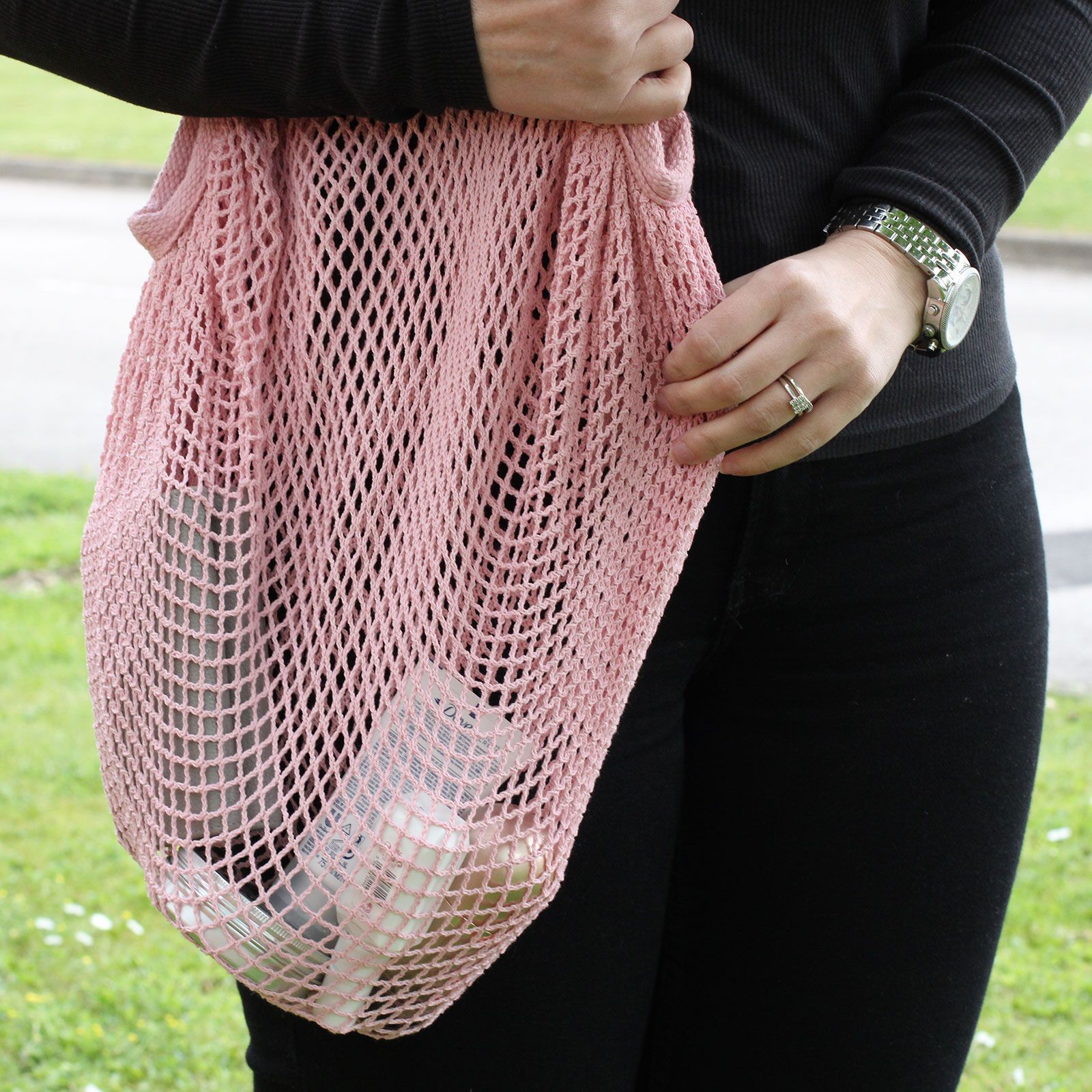 Pure Cotton Mesh Bag - Rose - Image 4