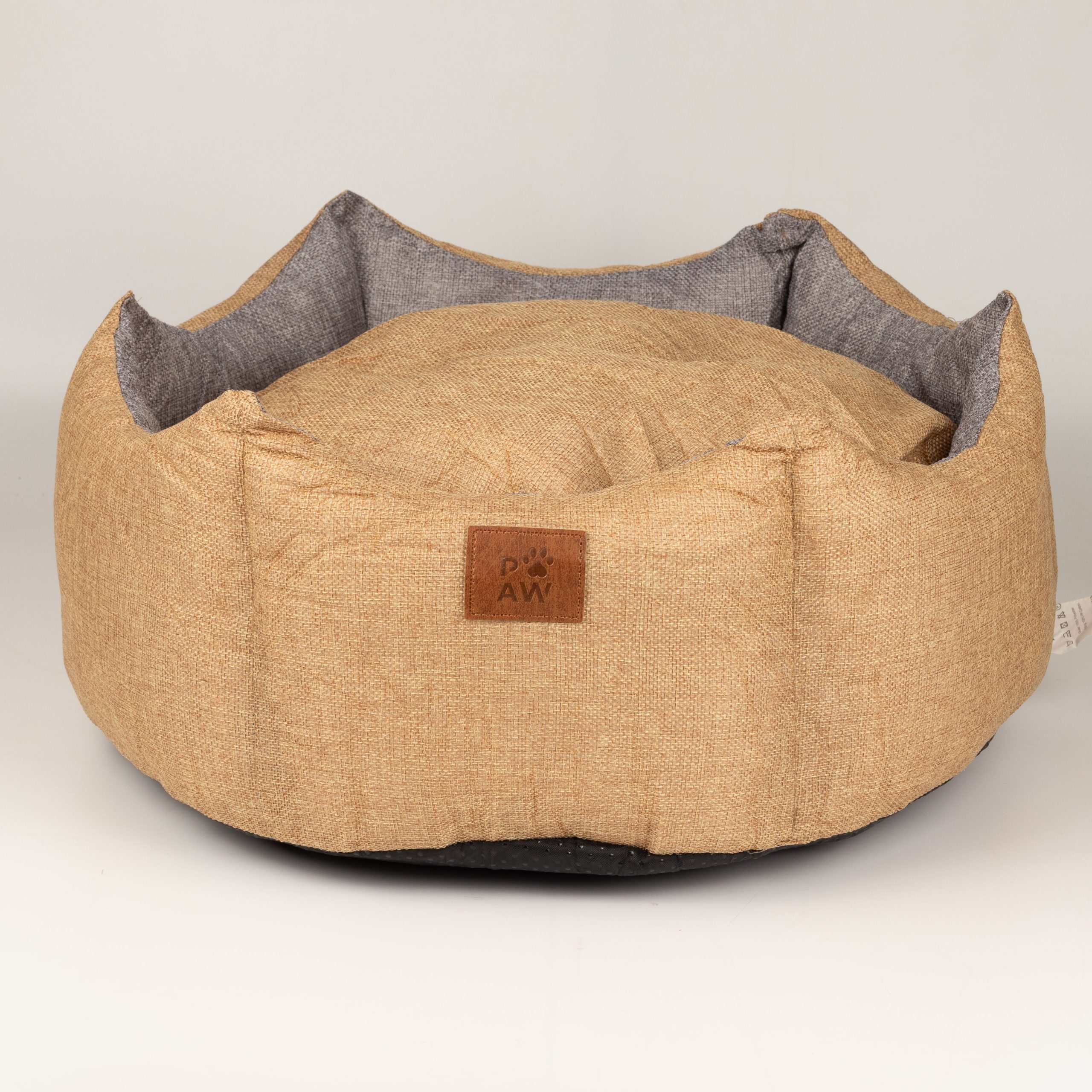 Paw Bed – Medium Royal Crown – Sand & Grey – 50 × 50 × 26cm - Image 10