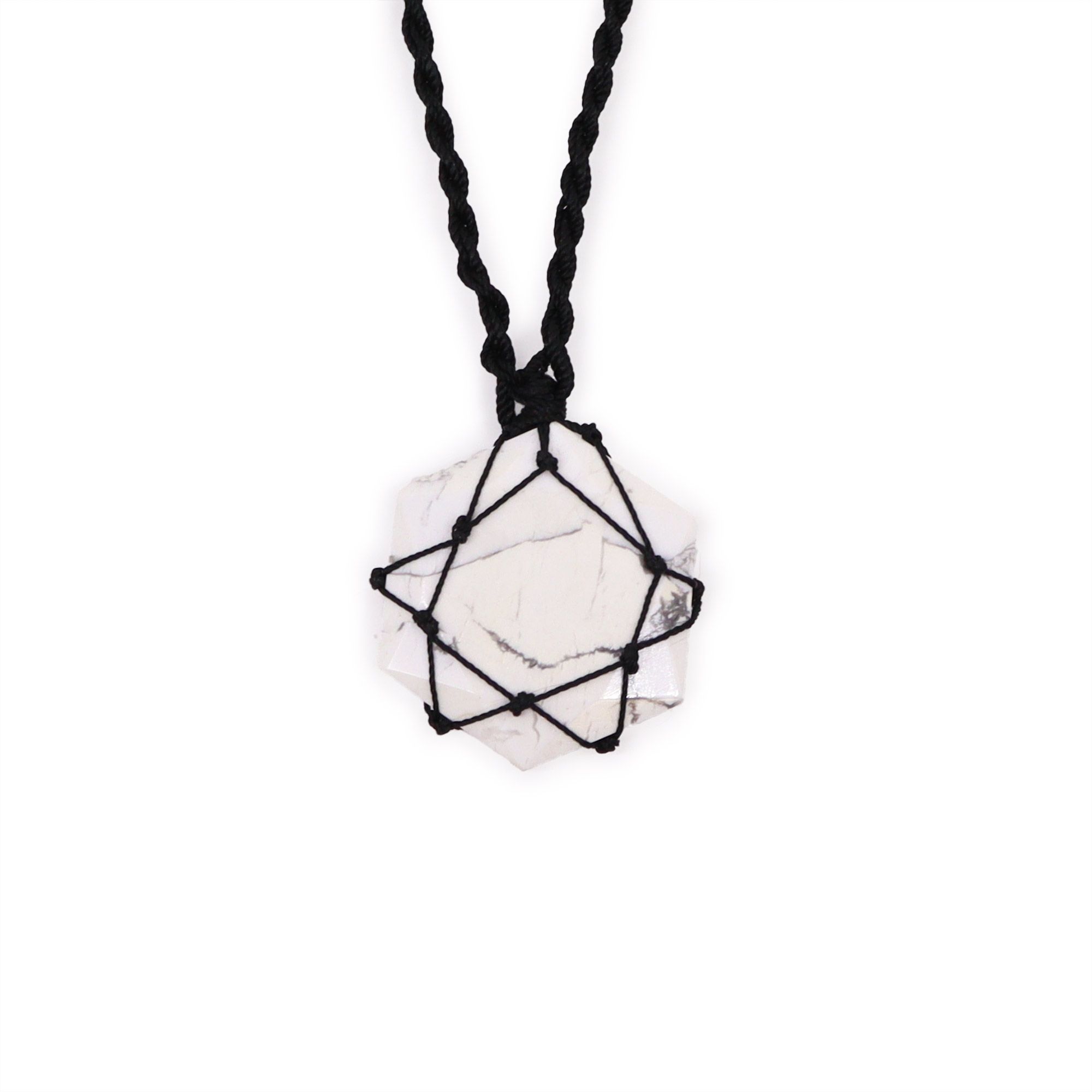 Laced Gemstone Hexagon Pendant - White Howlite - Image 2
