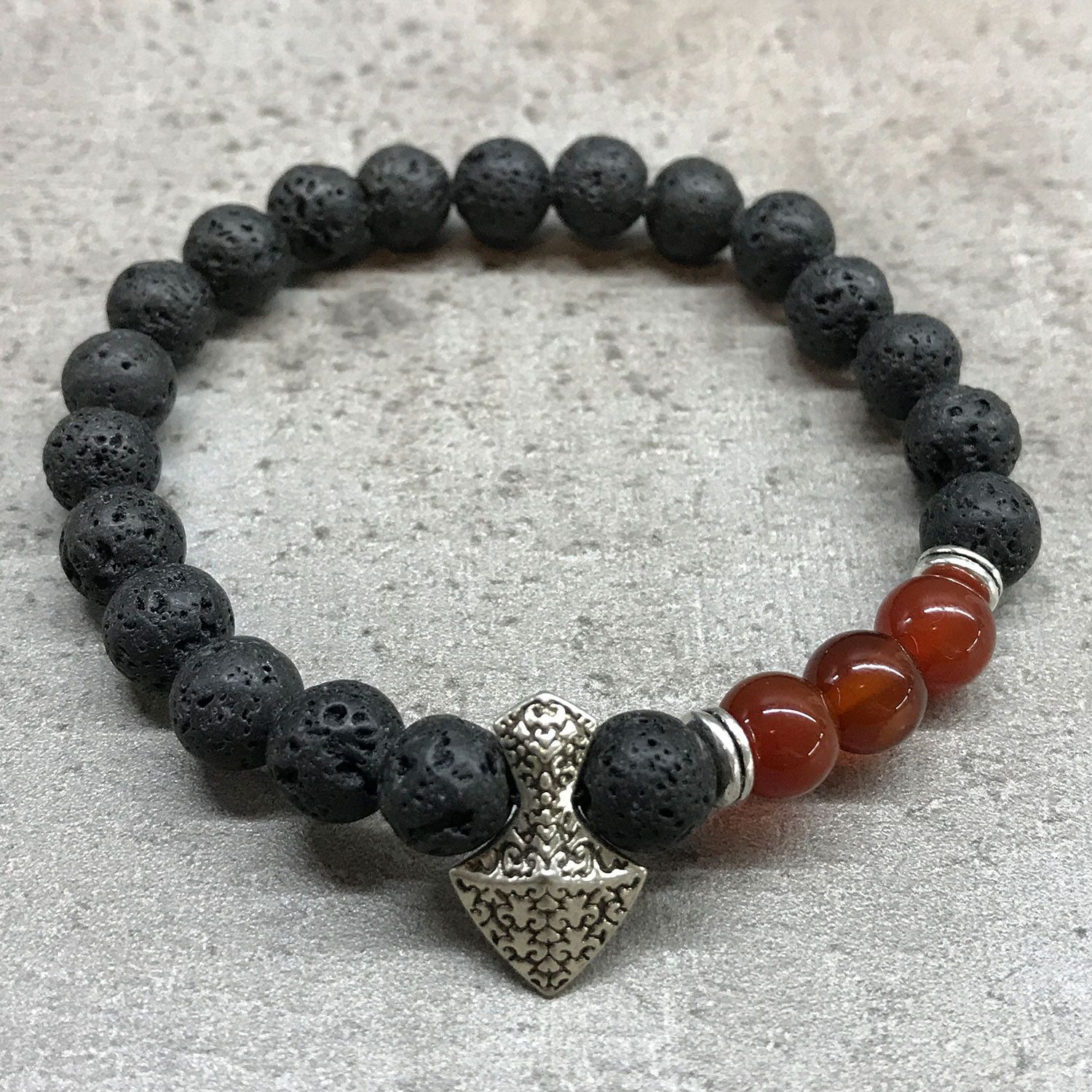 Lava Stone Bracelet - Axe-head Carnelian - Image 4
