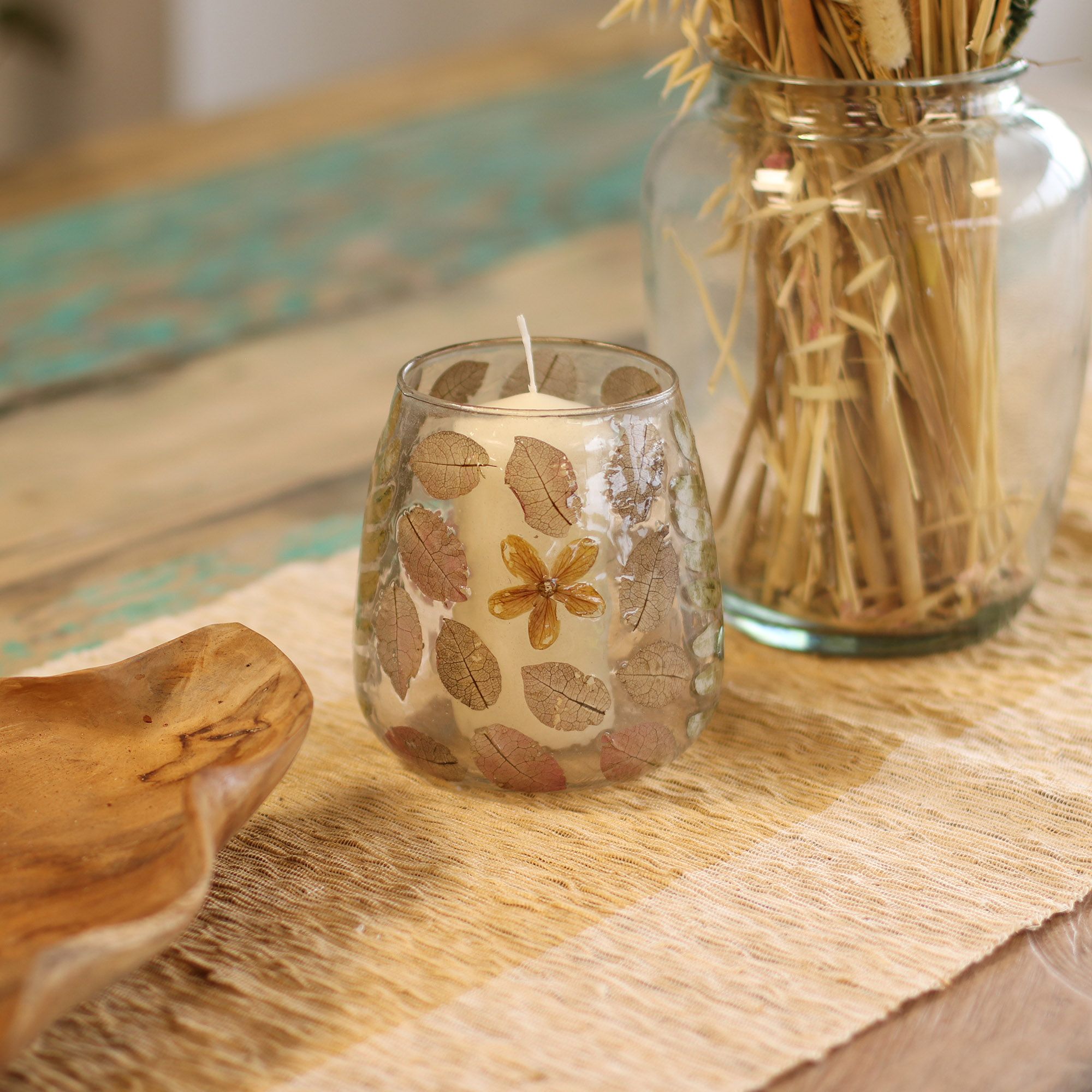 Natural Floral Glass - Vase Candle Holder - Primavera - (12x11cm) - Image 6