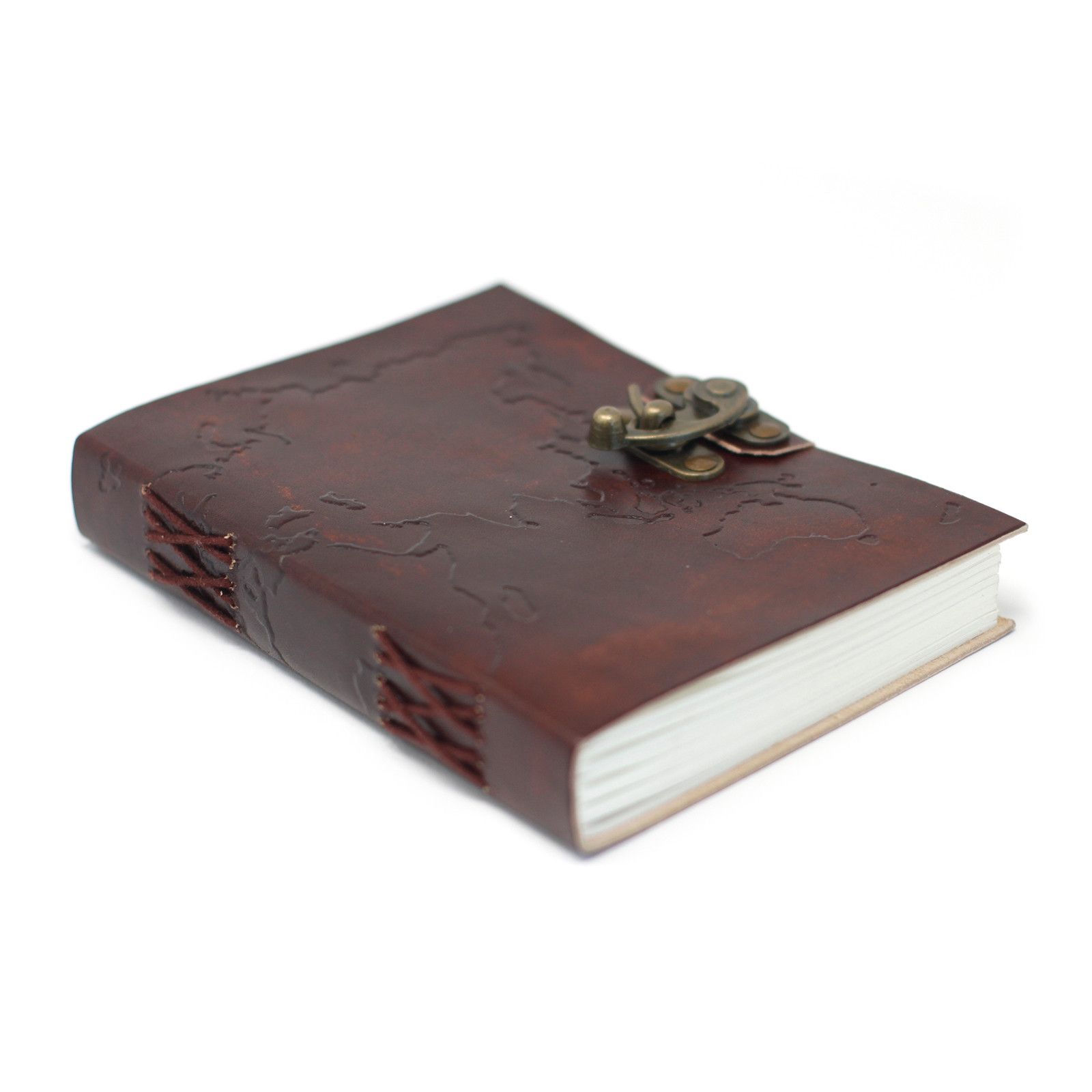 Leather World Map & Stitching Notebook (7x5") - Image 5