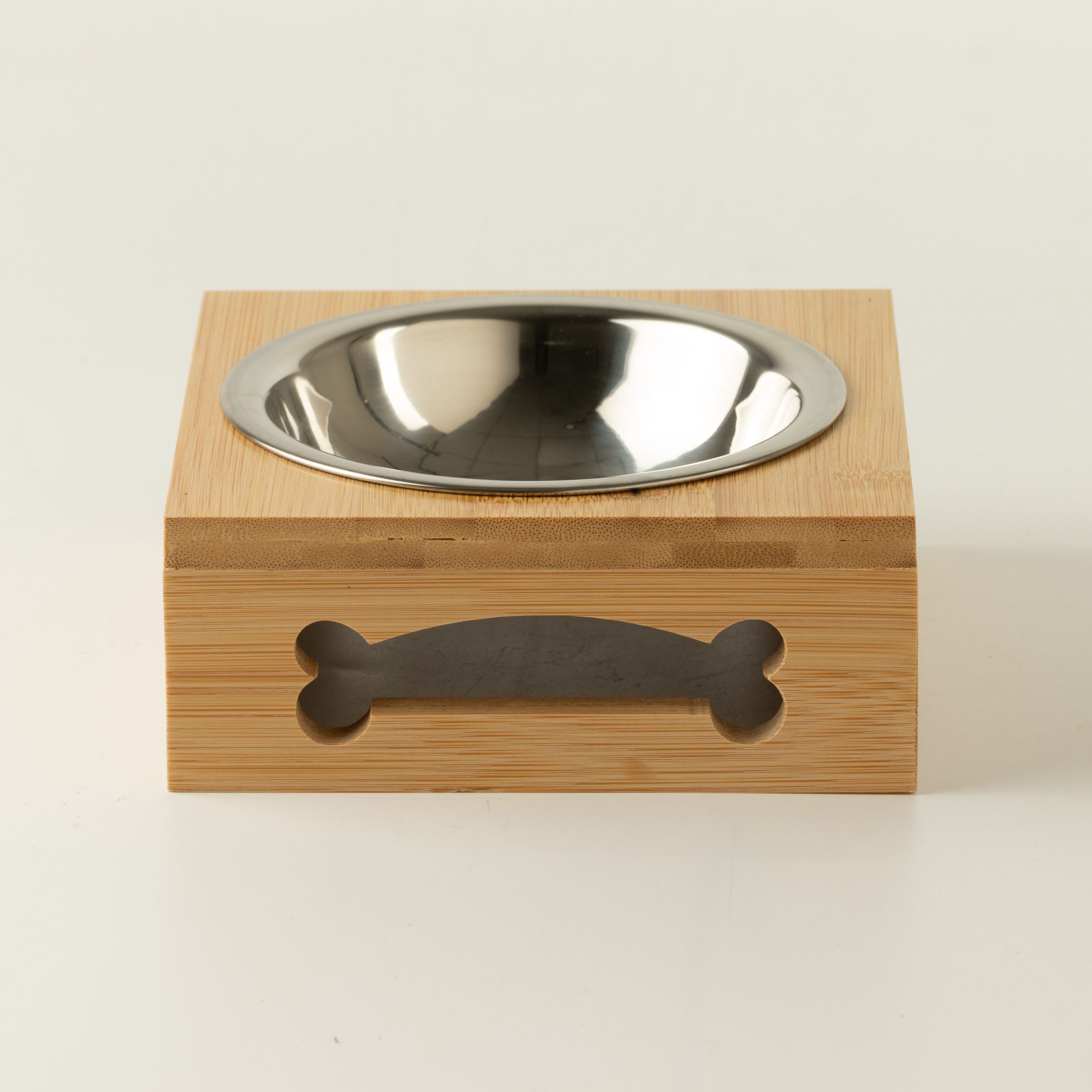 PAW Food Bowls - Single Stainless Steel (201) in Wooden Stand - 12cm - Image 2