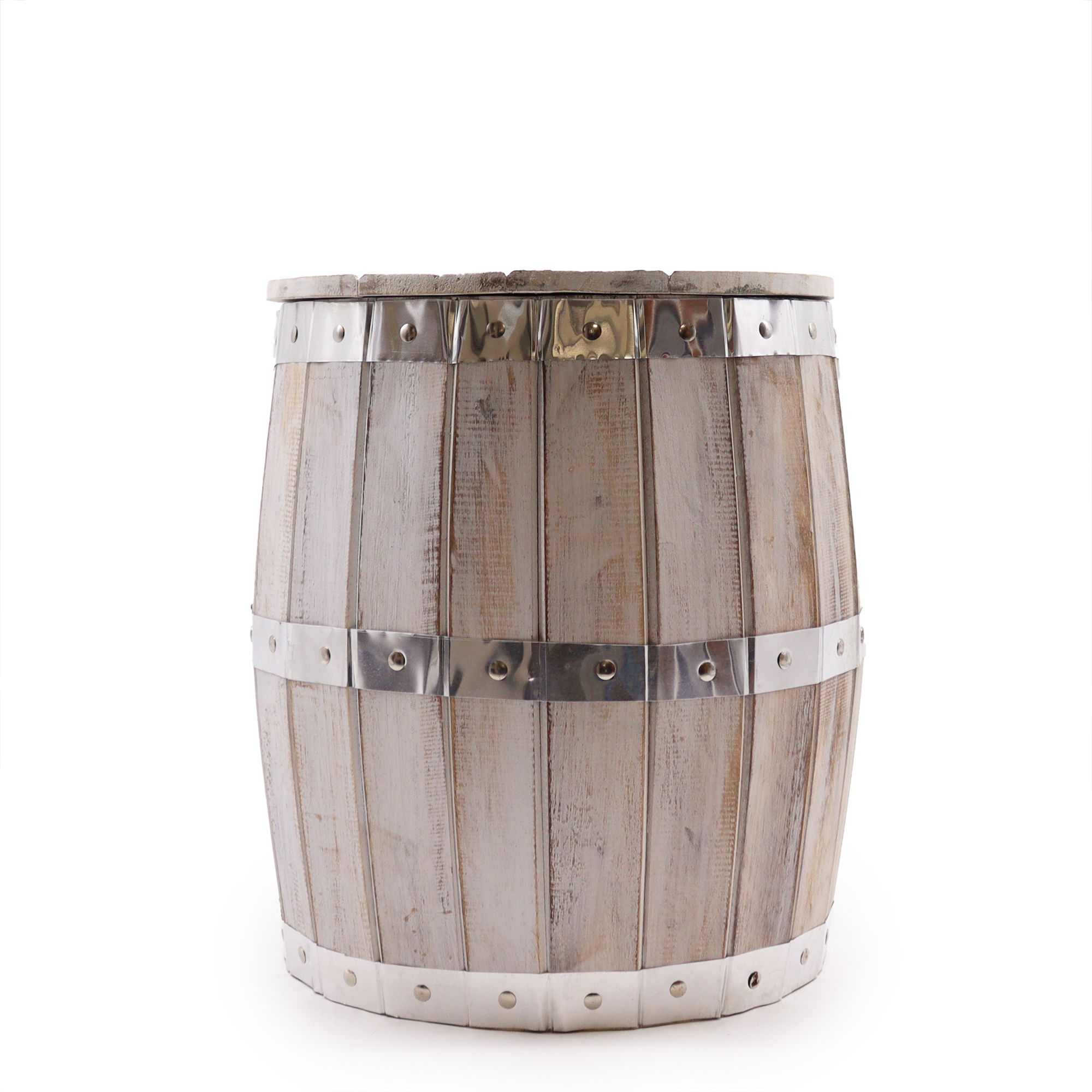 Beer Barrel Stool – Whitewash Wood 38 x 32 cm - Image 2