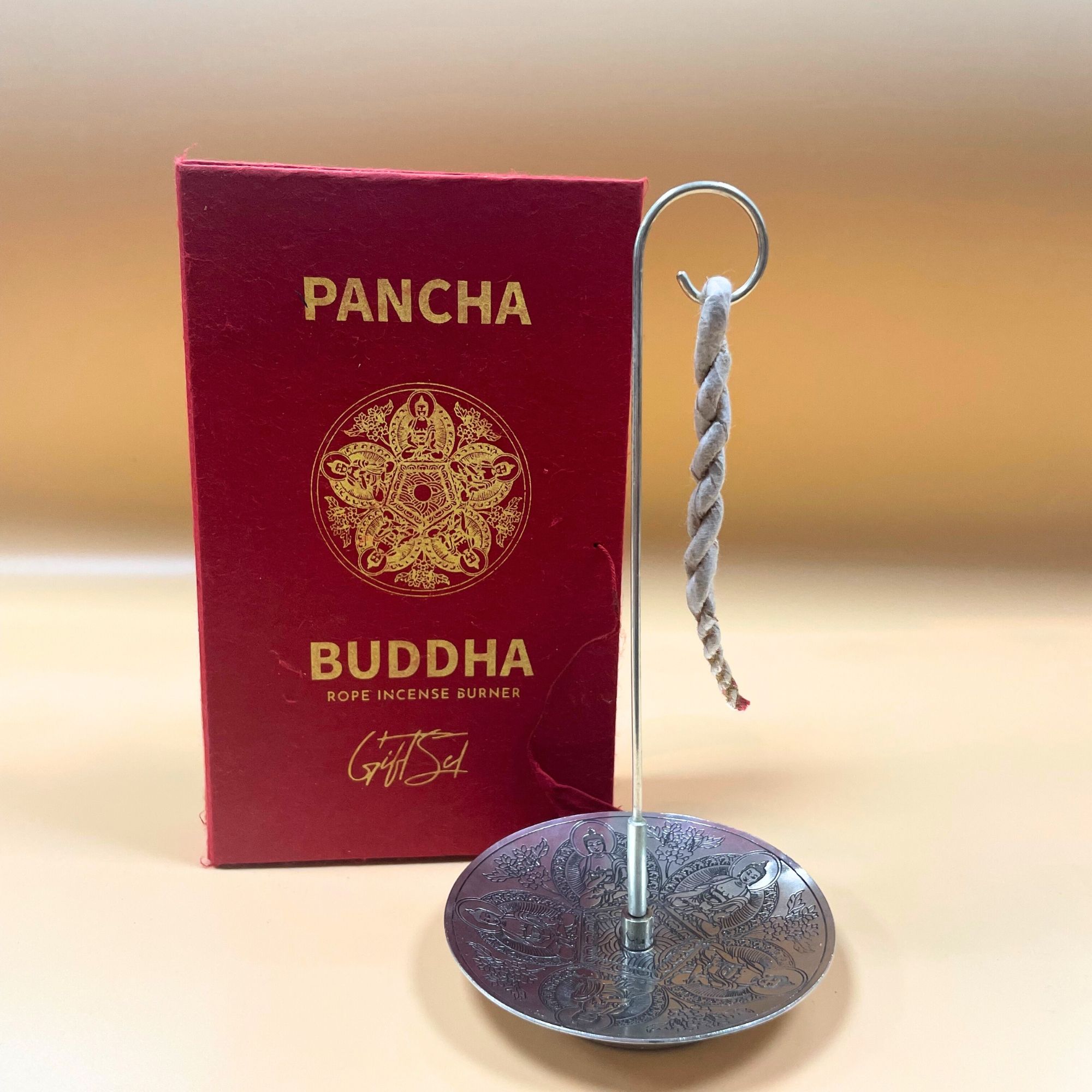 Rope Incense and Silver Plated Holder Set - Pancha Buddha - Image 4