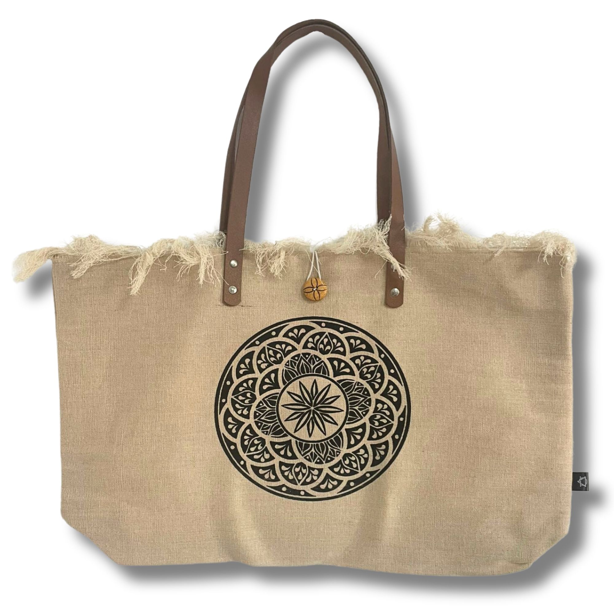 Natural Tote Bag Leather Handle - Mandela - Image 2