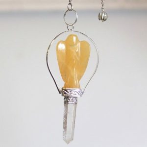 Angel Pendulum with Ring- Yellow Quartz