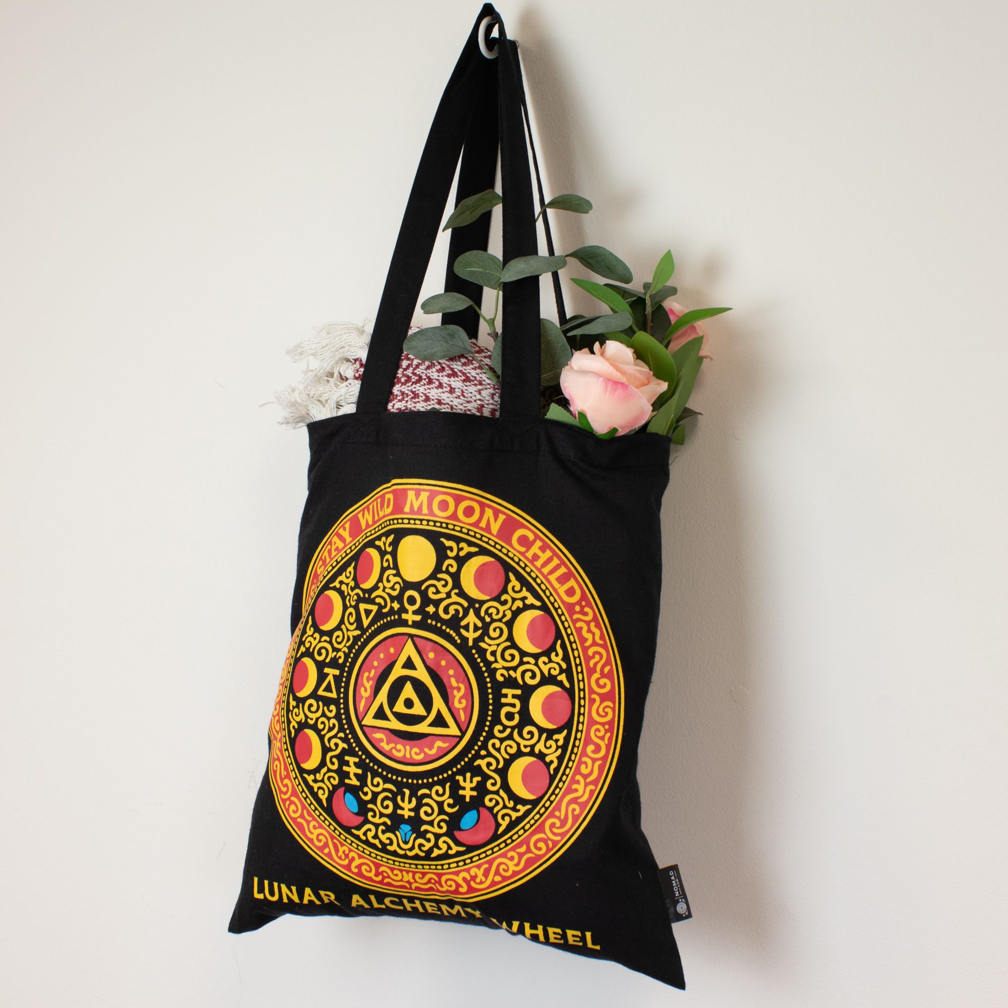 Iconic Classic Tote Bag - Luna Alchemy Wheel - Black 6oz - Image 5