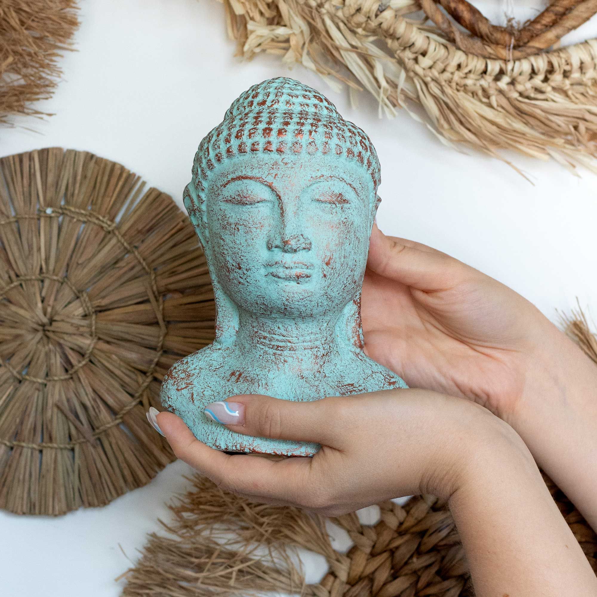 Tranquility Buddha Head - Green Copper - Image 4