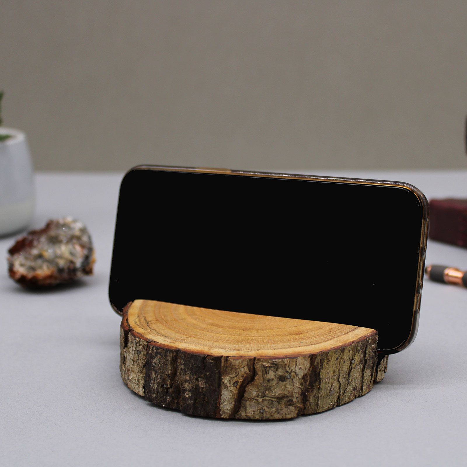 Small Log Phone Holder (full slice) - Natural - Image 9