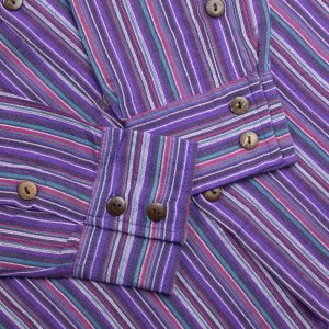 Nomad Sari Grandad Shirt - Black Purple - XL