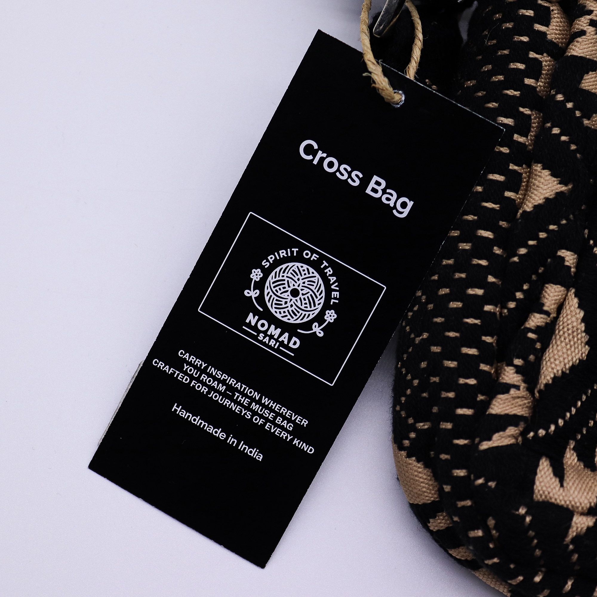 Nomad Sari Jacquard Natural Cross Bag - Desert Loom - Image 3