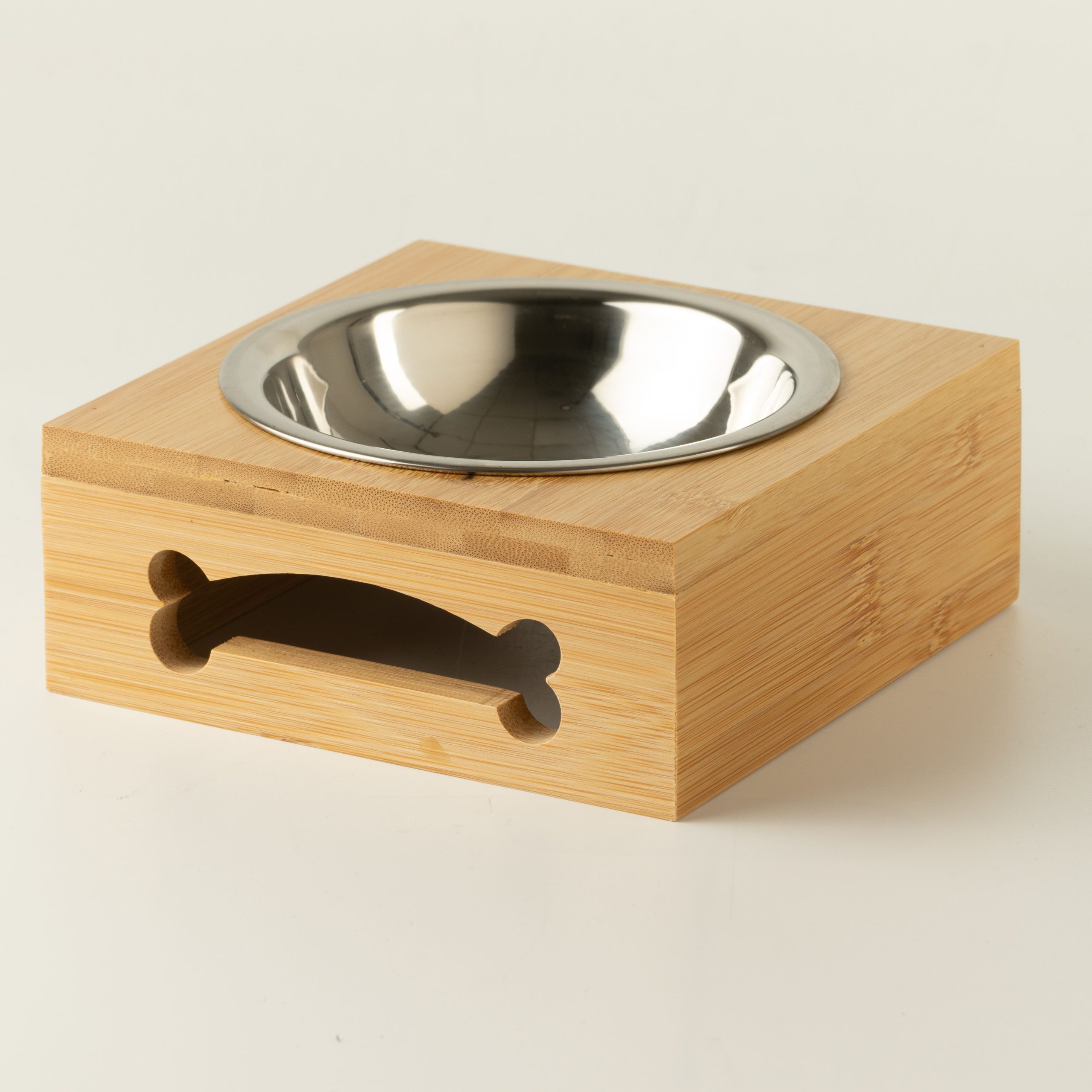 PAW Food Bowls - Single Stainless Steel (201) in Wooden Stand - 12cm - Image 3