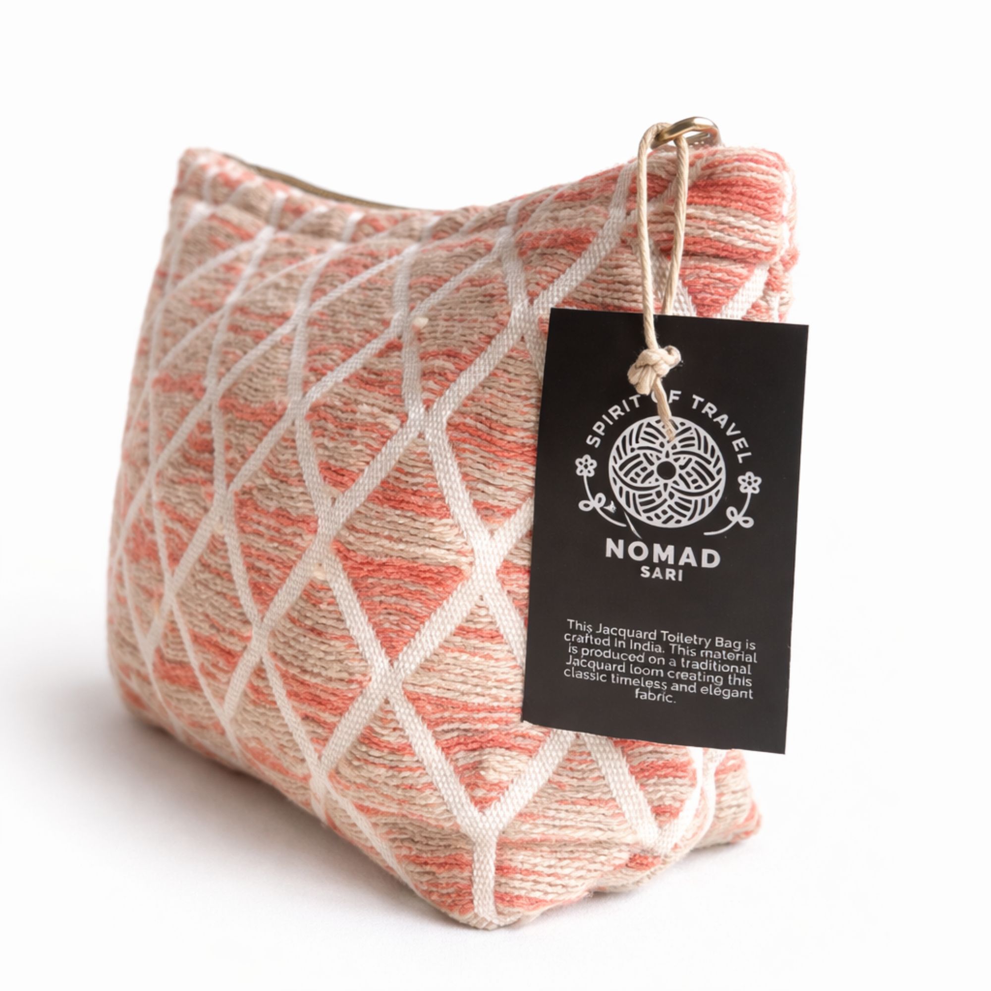 Nomad Sari Indian Jacquard Toiletry Bag - Rose Lattice - Image 2
