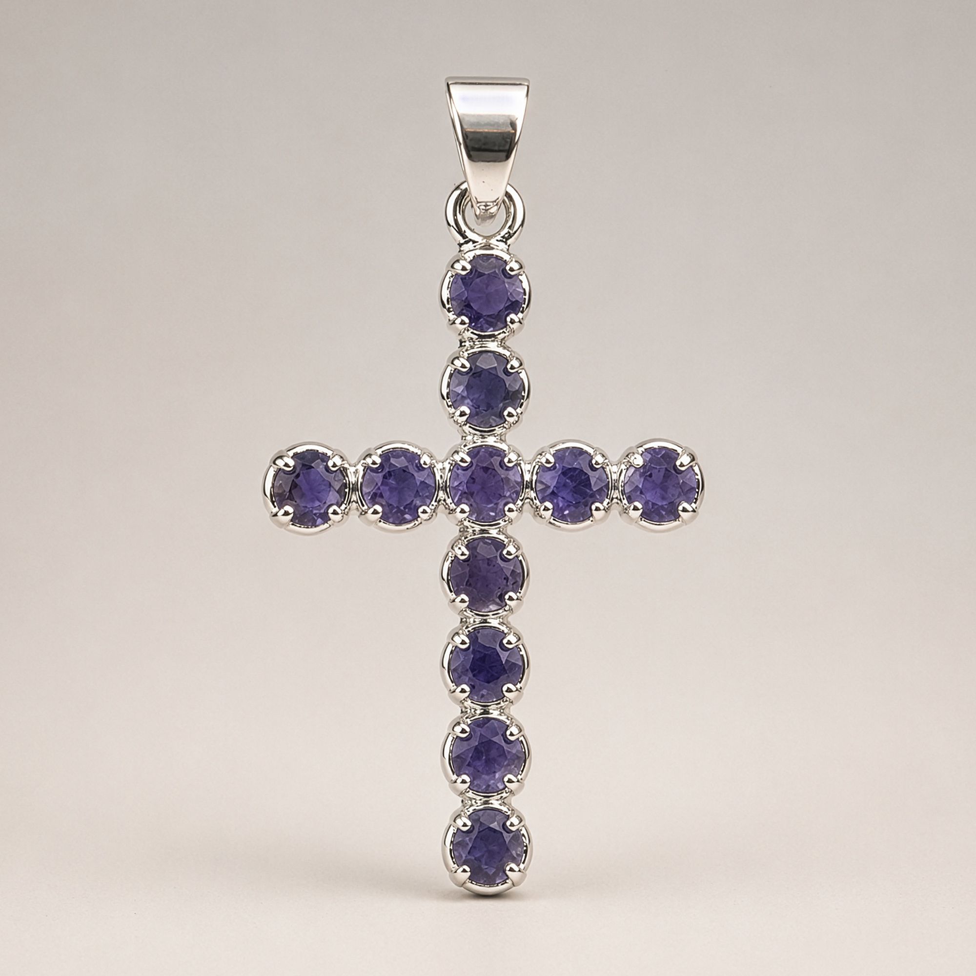 Indian Devotional Pendant - Silver Plated (45cm Chain)- Ionite Crucifix